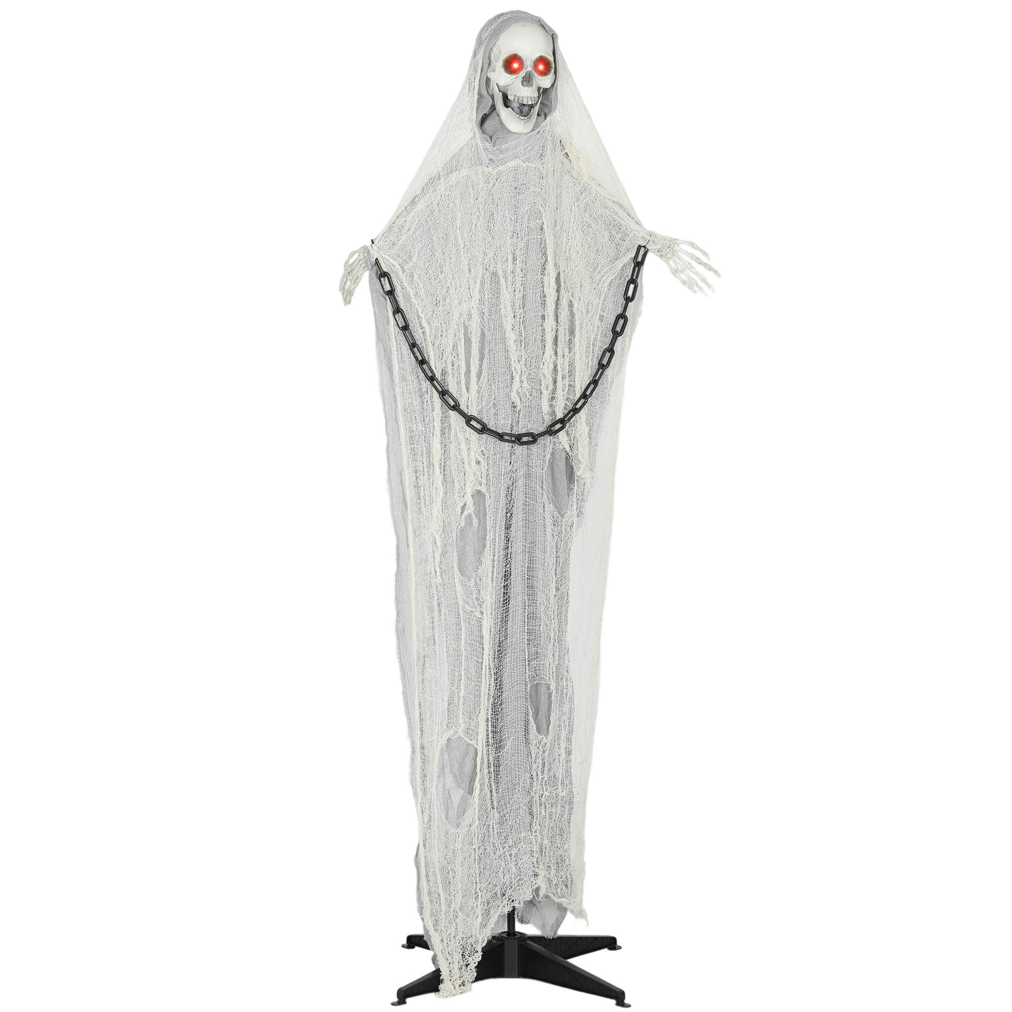 Helovīna dekorācija Grim Reaper āra 183 cm animēts runājošs Helovīna Grim Reaper ar mirdzošām acīm un rāpojošu skaņu Helovīna dekorācija durvīm, dārzam, ballītei, pagalmam, spoku mājai