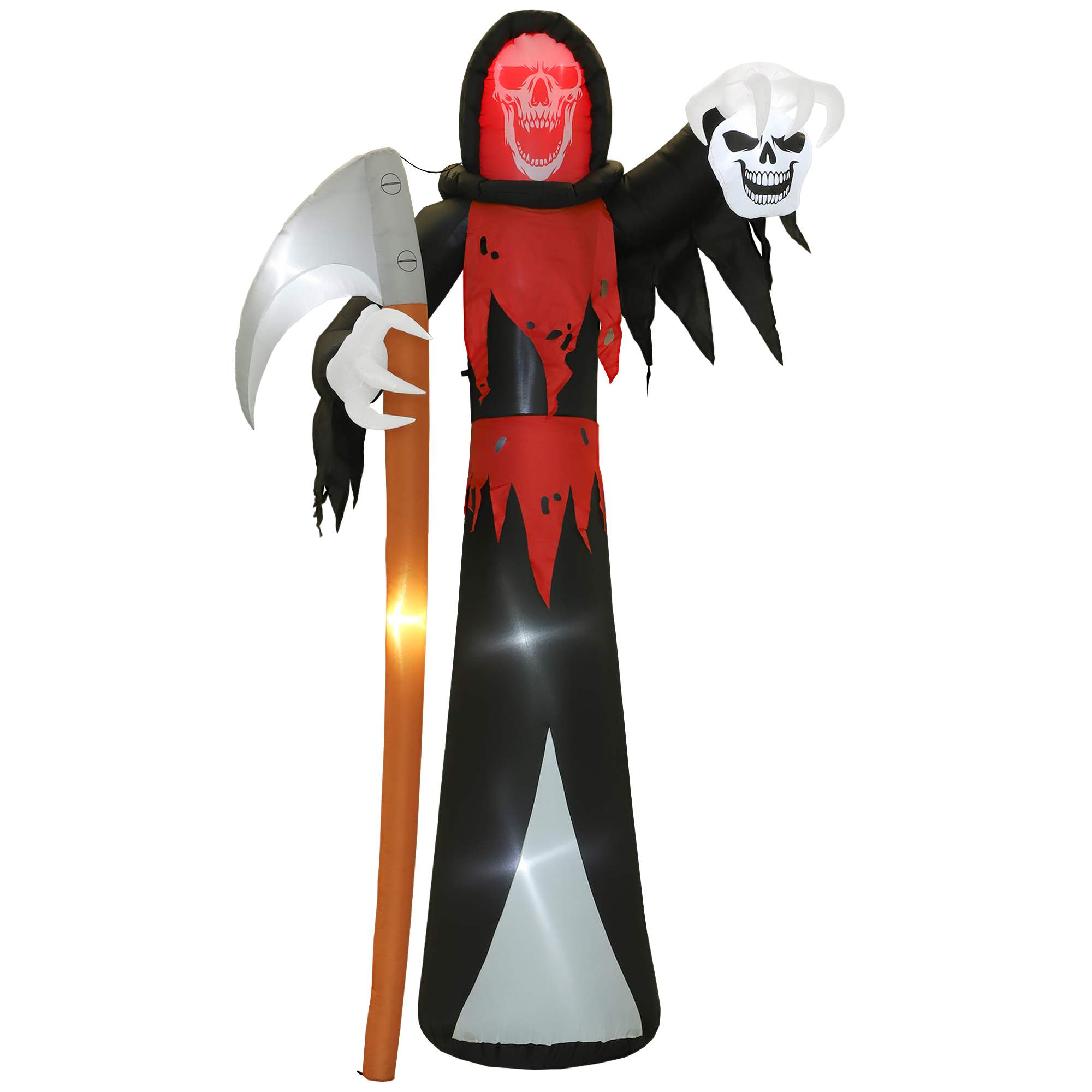 Helovīna dekorācija: 3,7 m liels Grim Reaper tēls ar LED apgaismojumu, izgaismota piepūšama figūra lietošanai ārpus telpām