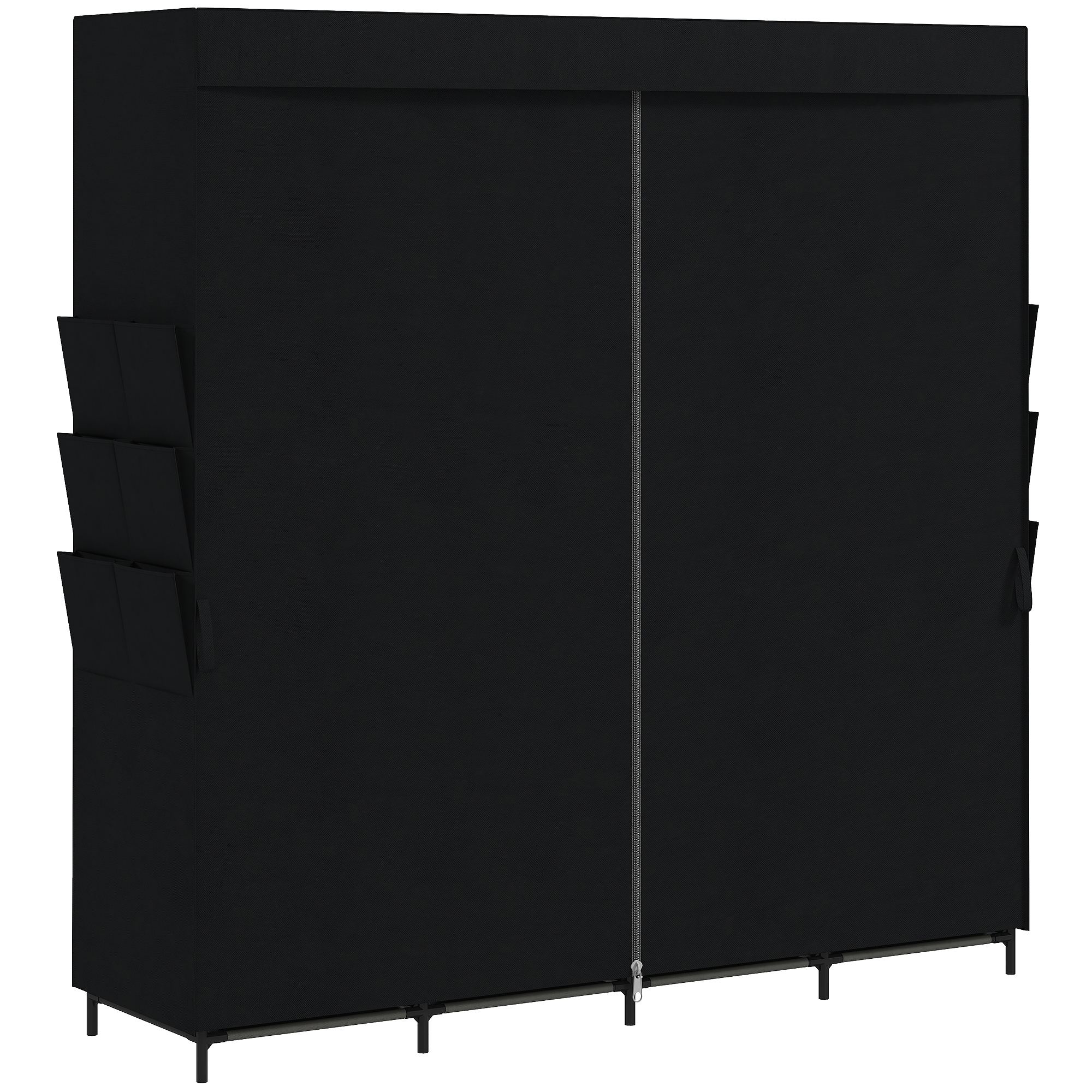 Auduma skapis, putekļu necaurlaidīgs, pārnēsājams, 5 drēbju stieņi, 170 x 45 x 167 cm, melns