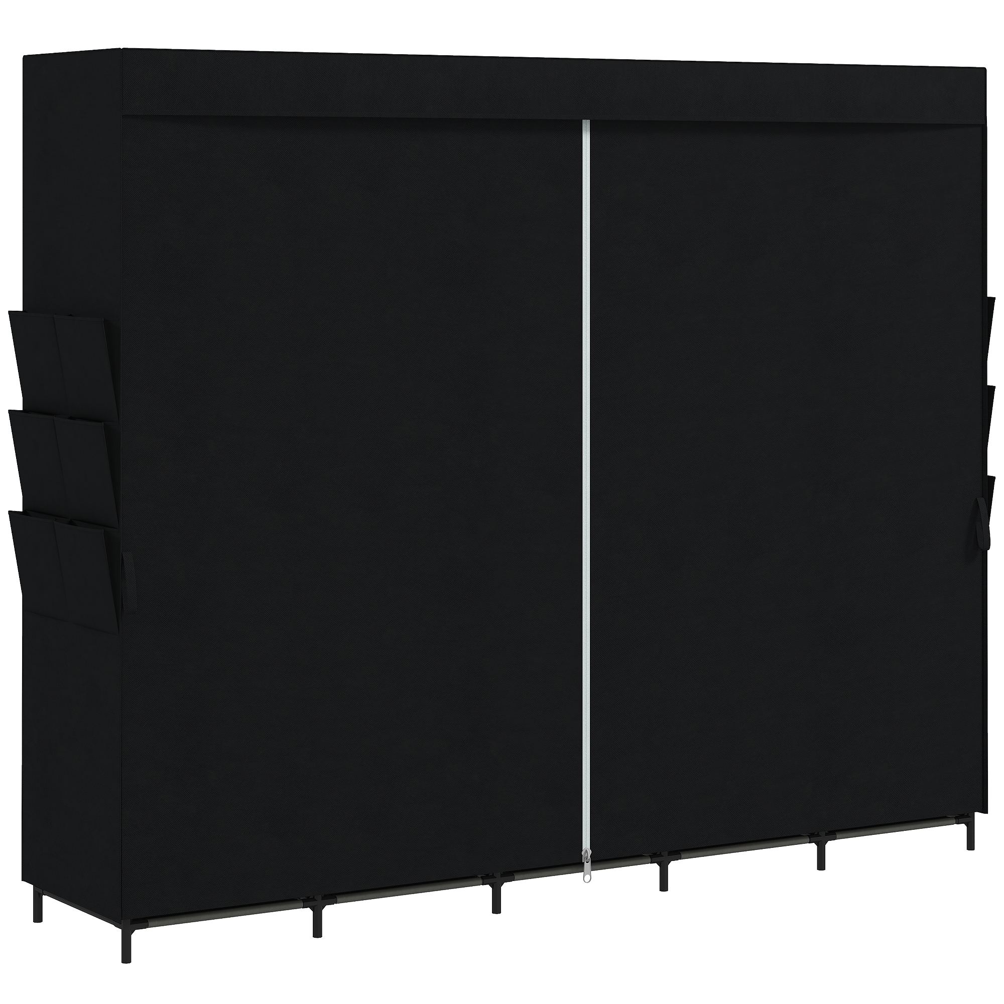 Auduma skapis, putekļu necaurlaidīgs, pārnēsājams, 5 drēbju stieņi, 212 x 45 x 167 cm, melns