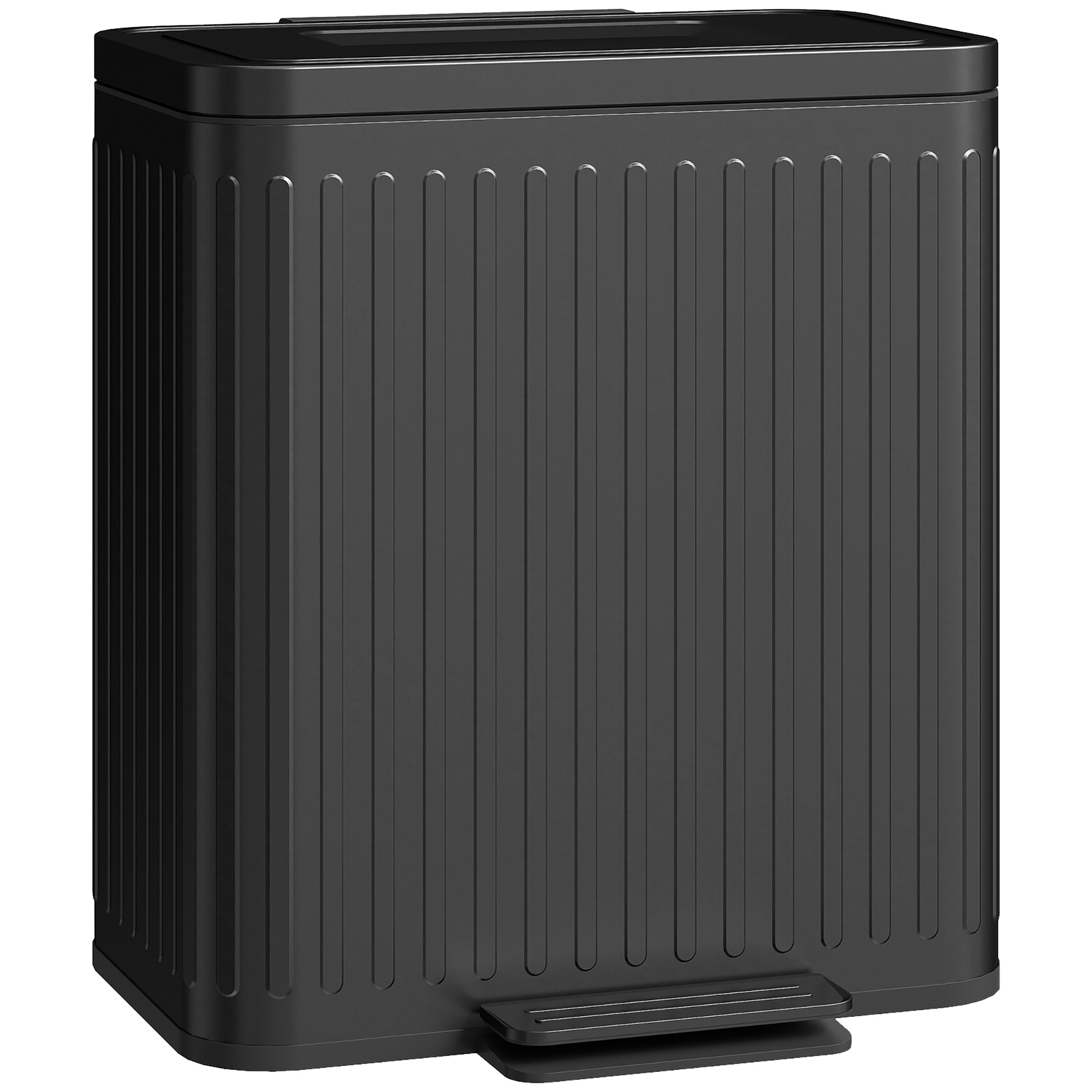Virtuves atkritumu tvertne, 2 x 20 l nodalījumi, efektīva atkritumu šķirošana, kājas pedālis, plastmasa, metāls, melna