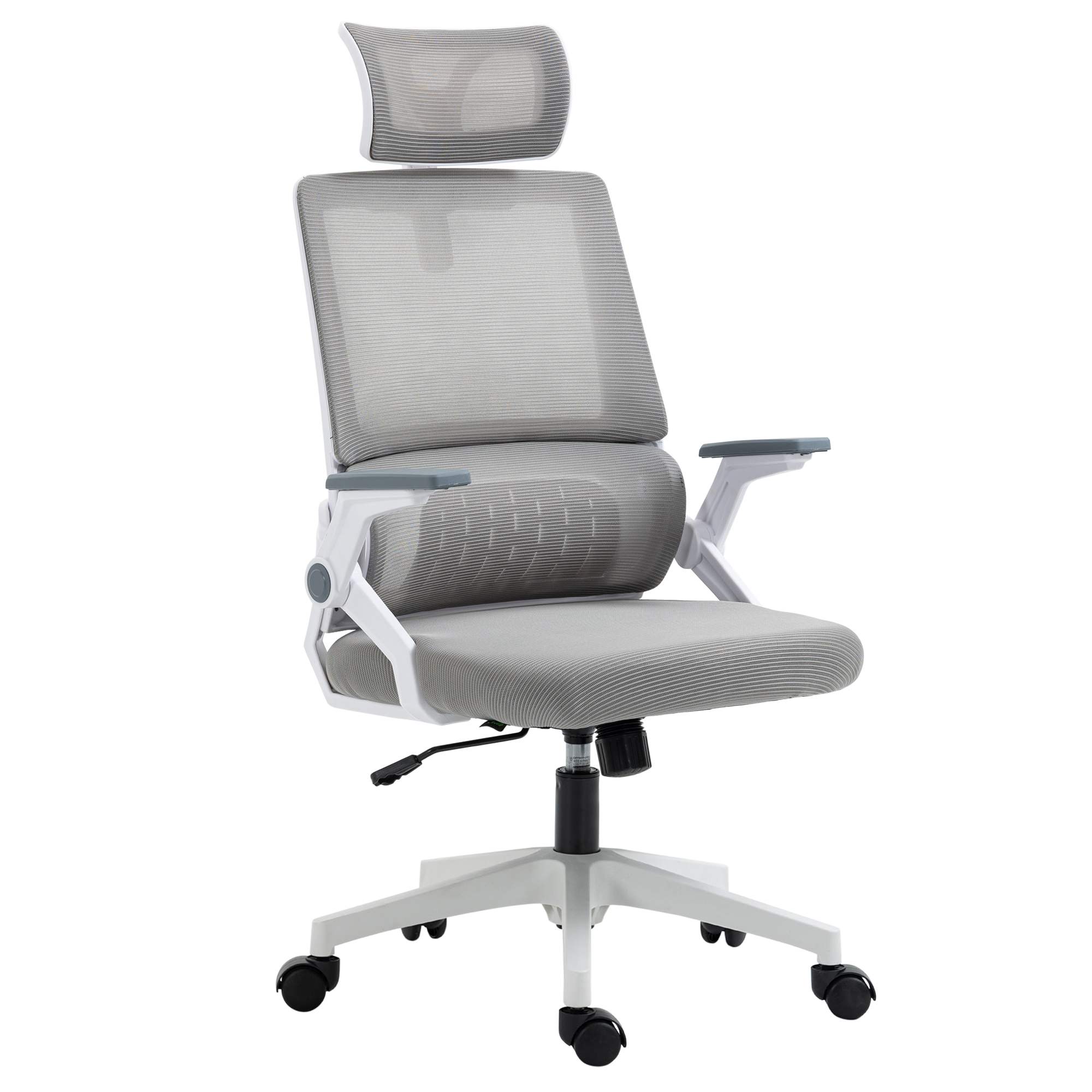 Biroja krēsls ar regulējamu augstumu un 1 galvas balstu, 58 × 61 × 119 cm, melns