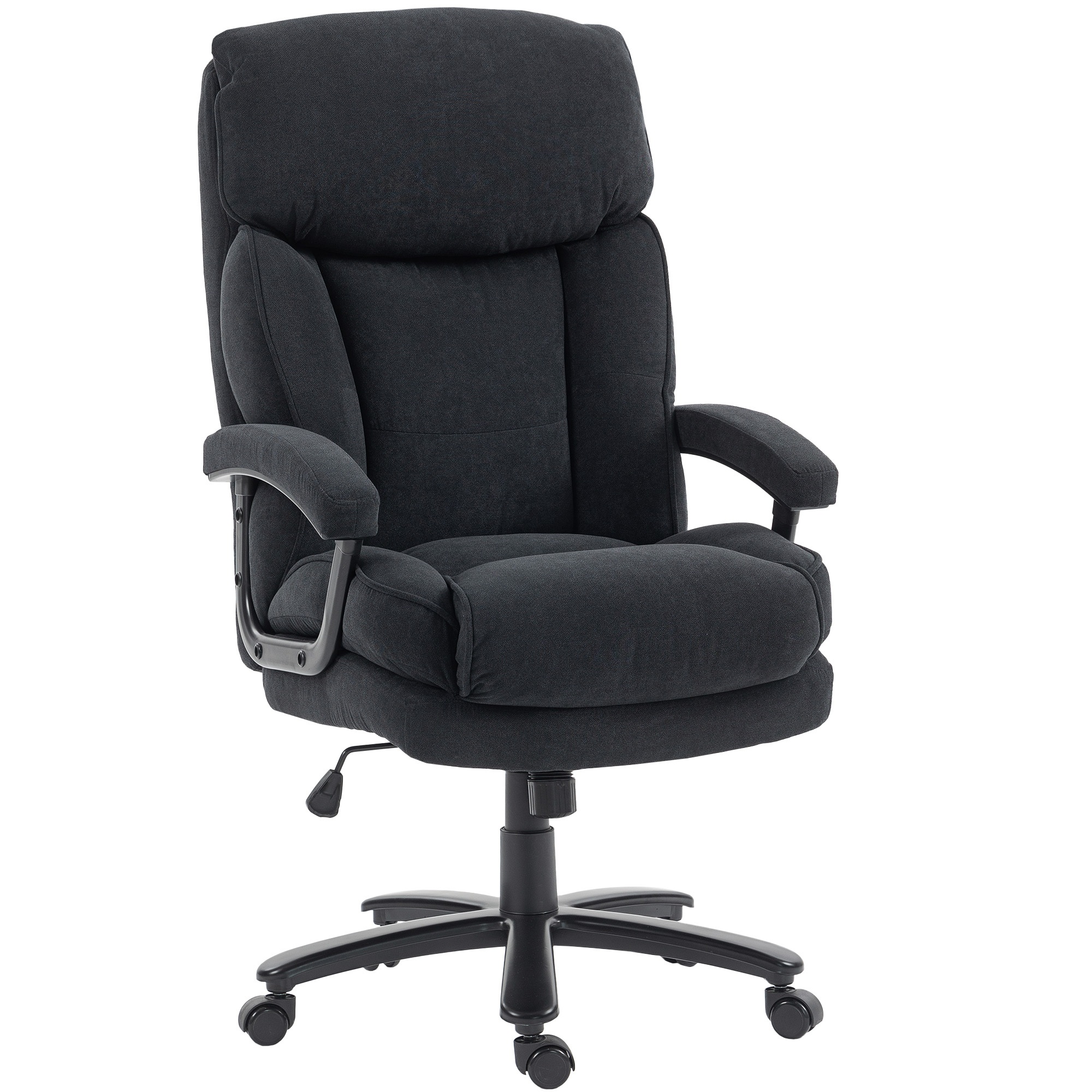Vadītāja krēsls, ergonomisks biroja krēsls līdz 200 kg, samta izskats, augsta atzveltne, birojam un mājas birojam, melns