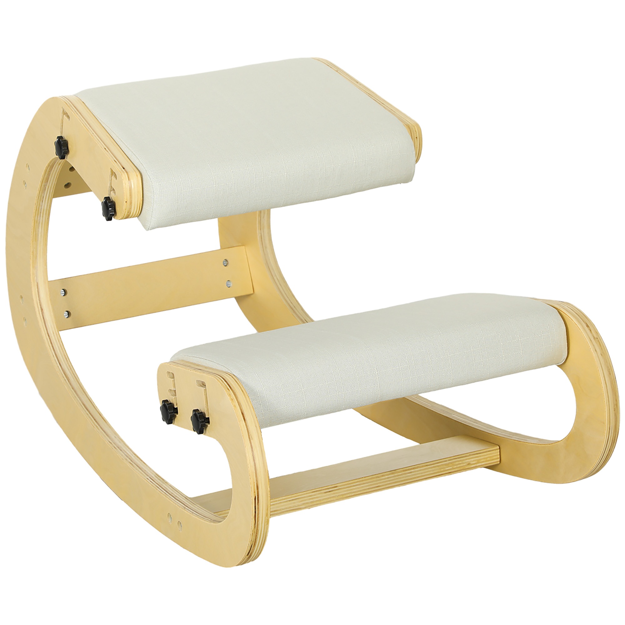 Ergonomisks ceļgalu krēsls, ceļgalu sols ar 6 regulējamiem iestatījumiem, koka pamatne, krēmbalts