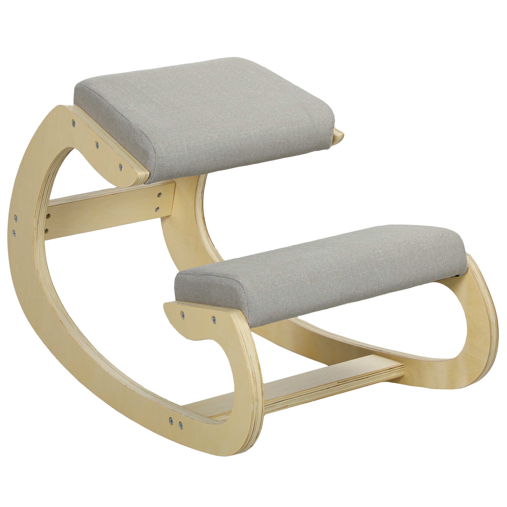 Ergonomisks, šūpojošs krēsls ceļgaliem mājas birojam, stājas uzlabošanai, gaiši pelēks