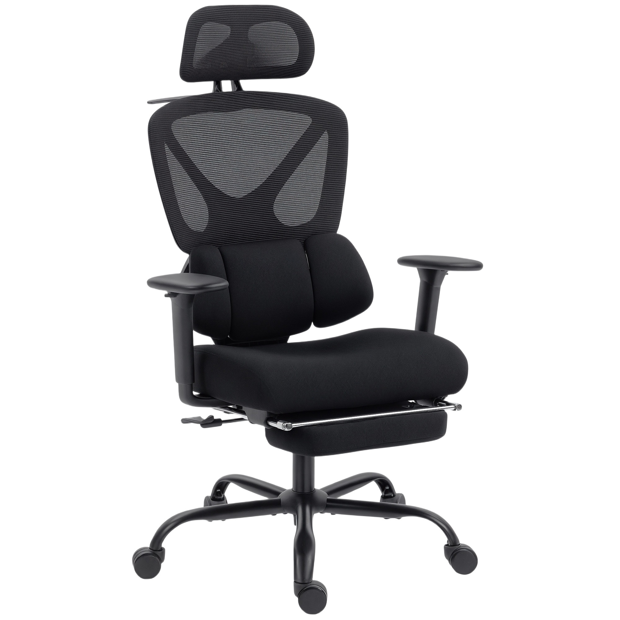 Ergonomisks biroja krēsls ar riteņiem, sietveida audums, jostasvietas atbalsts, datorkrēsls ar roku balstiem, regulējams galvas balsts