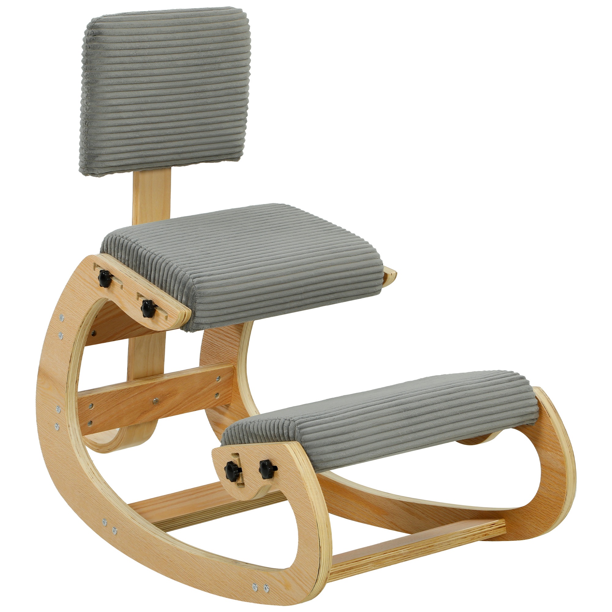 Ergonomisks ceļgalu krēsls, ceļgalu sols ar atzveltni, samta izskats, biroja krēsls mājām, birojam, meditācijai, tumši pelēks