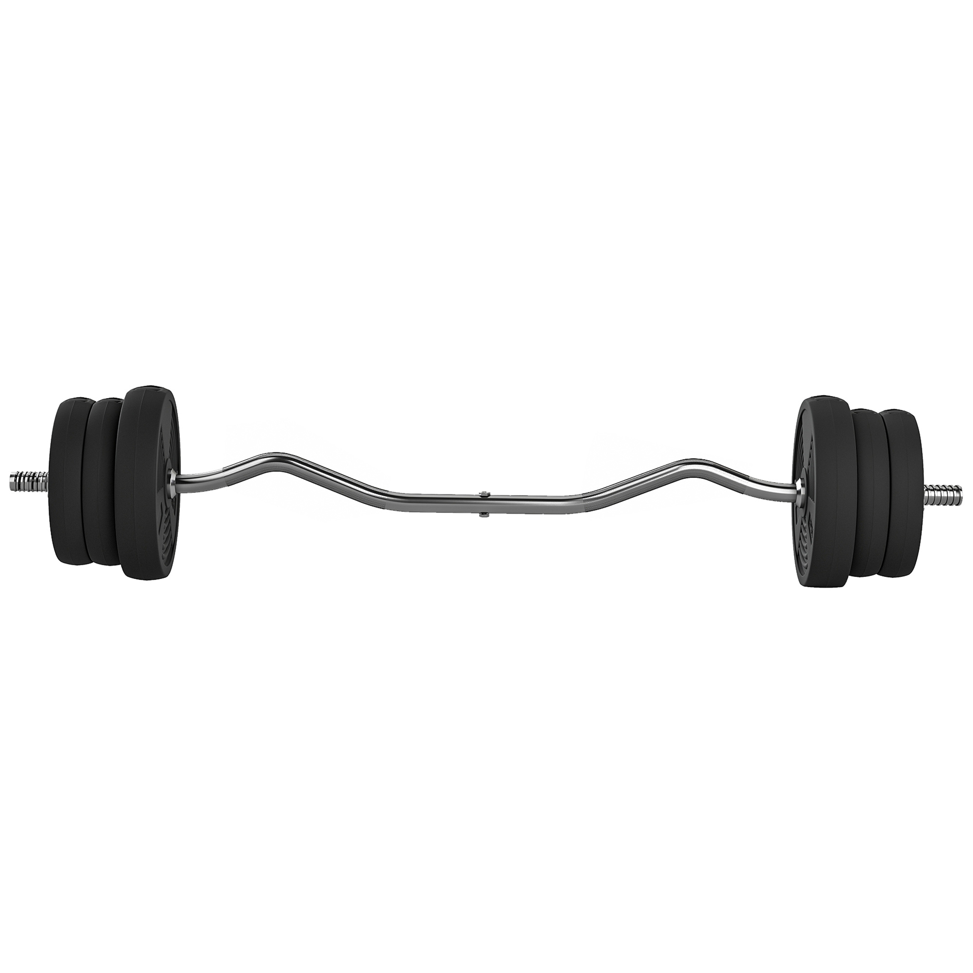 Svaru stieņu komplekts 25 kg, neslīdošs stienis ar 6 svariem, PVC pārklājums, tērauda stienis