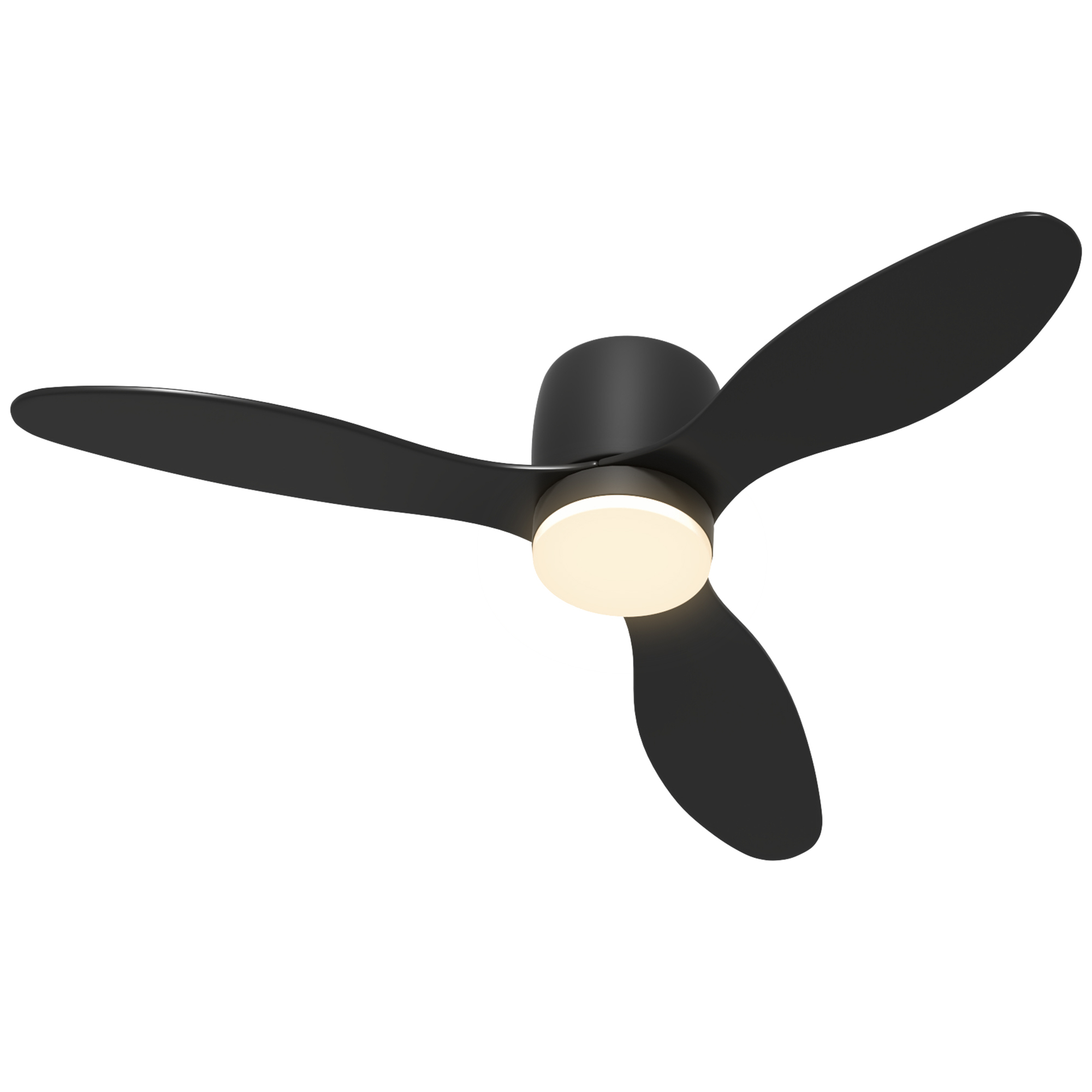 Griestu ventilators ar apgaismojumu un tālvadības pulti, 3 gaismas krāsas, 6 ātrumi, regulējams spilgtums, melns