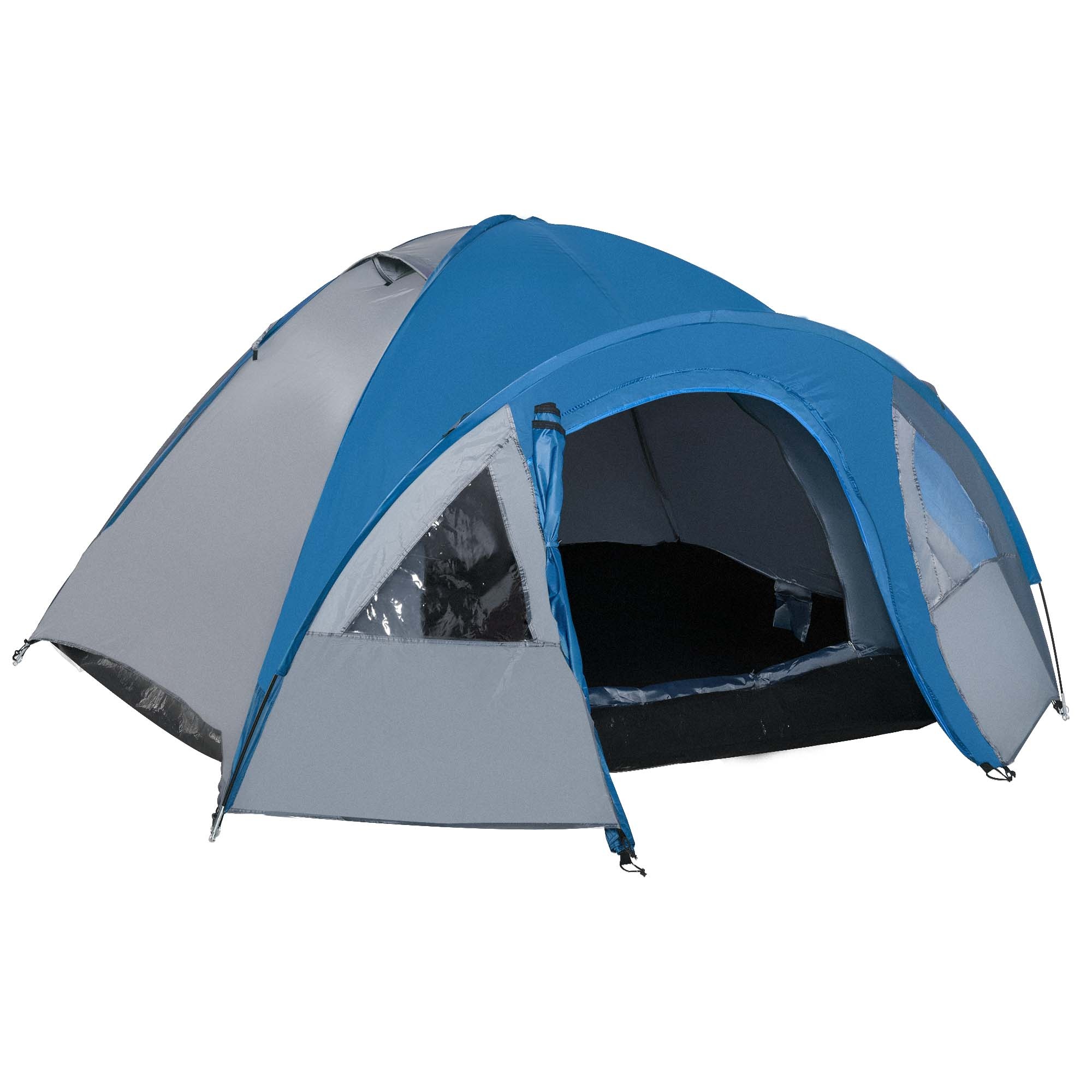 Kempinga telts 4 personām, izmantojama visu gadu, 3,00 x 2,50 x 1,30 m, zila+pelēka