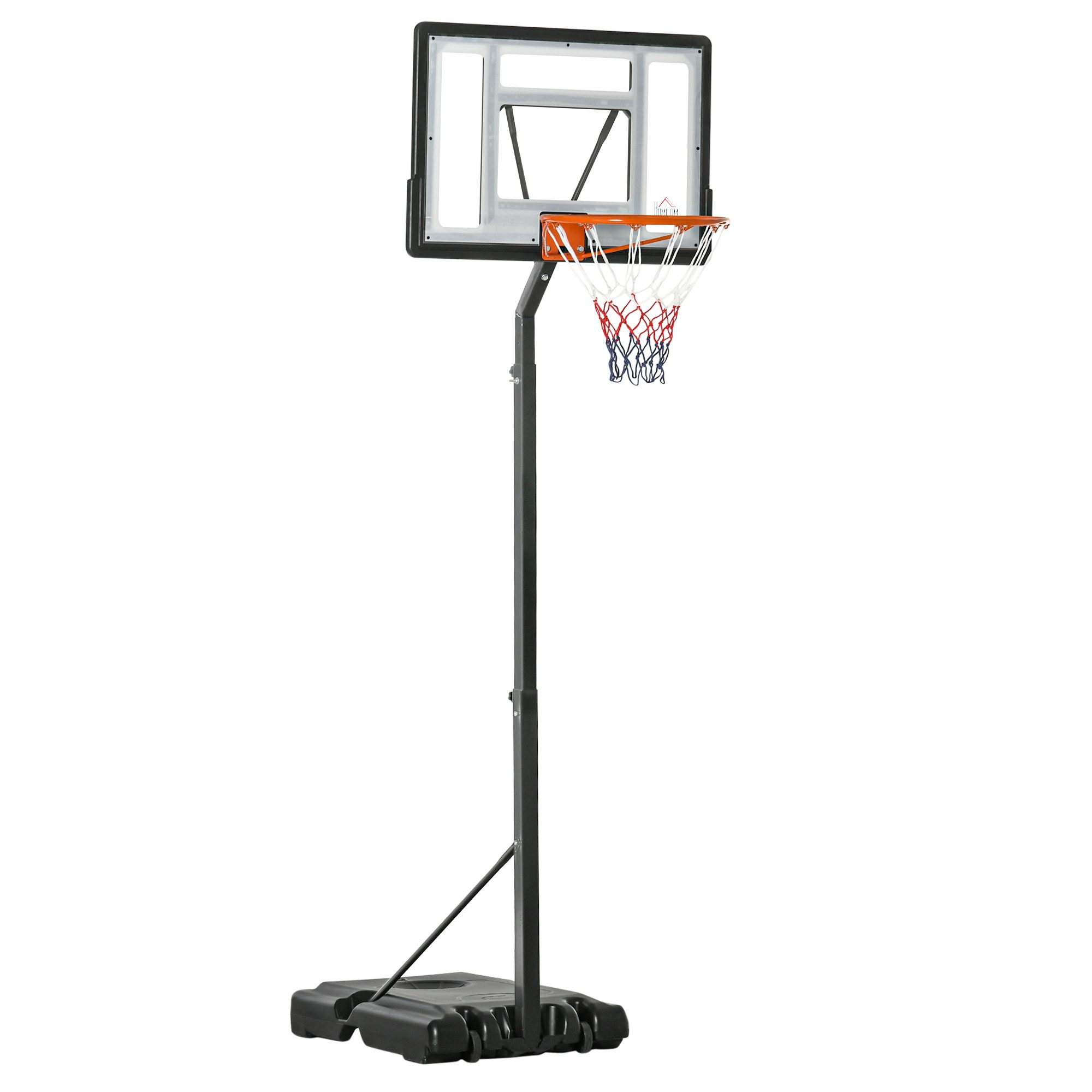 Basketbola statīvs ar riteņiem, mobils, regulējams augstums 210-260 cm, basketbola grozs ar statīvu piemērots lietošanai ārā un iekštelpās, tērauds, plastmasa, melns