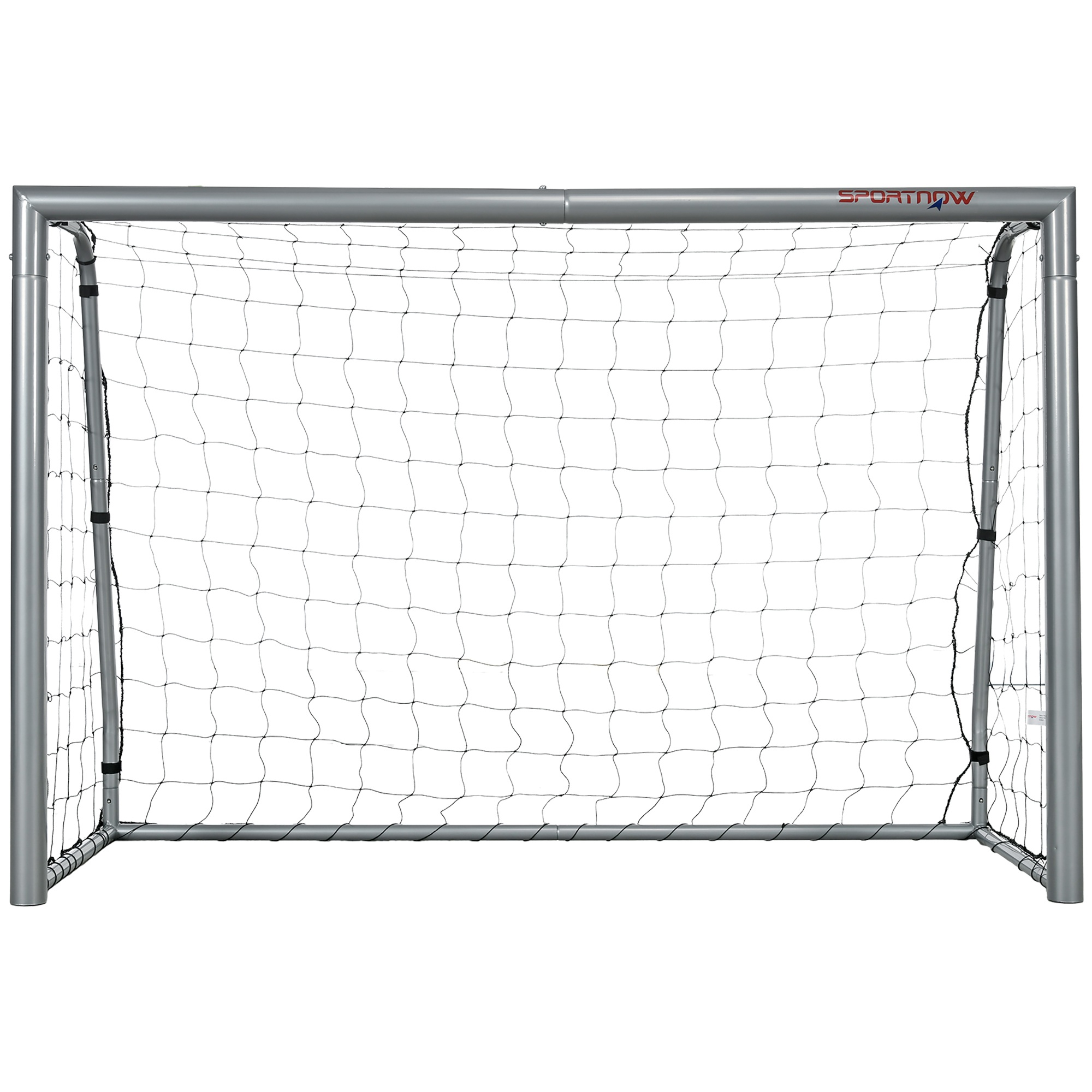 Laikapstākļiem izturīgi futbola vārti, izturīgs metāla rāmis, plīstošs tīkls, 160 x 240 x 85 cmlatums, pelēki