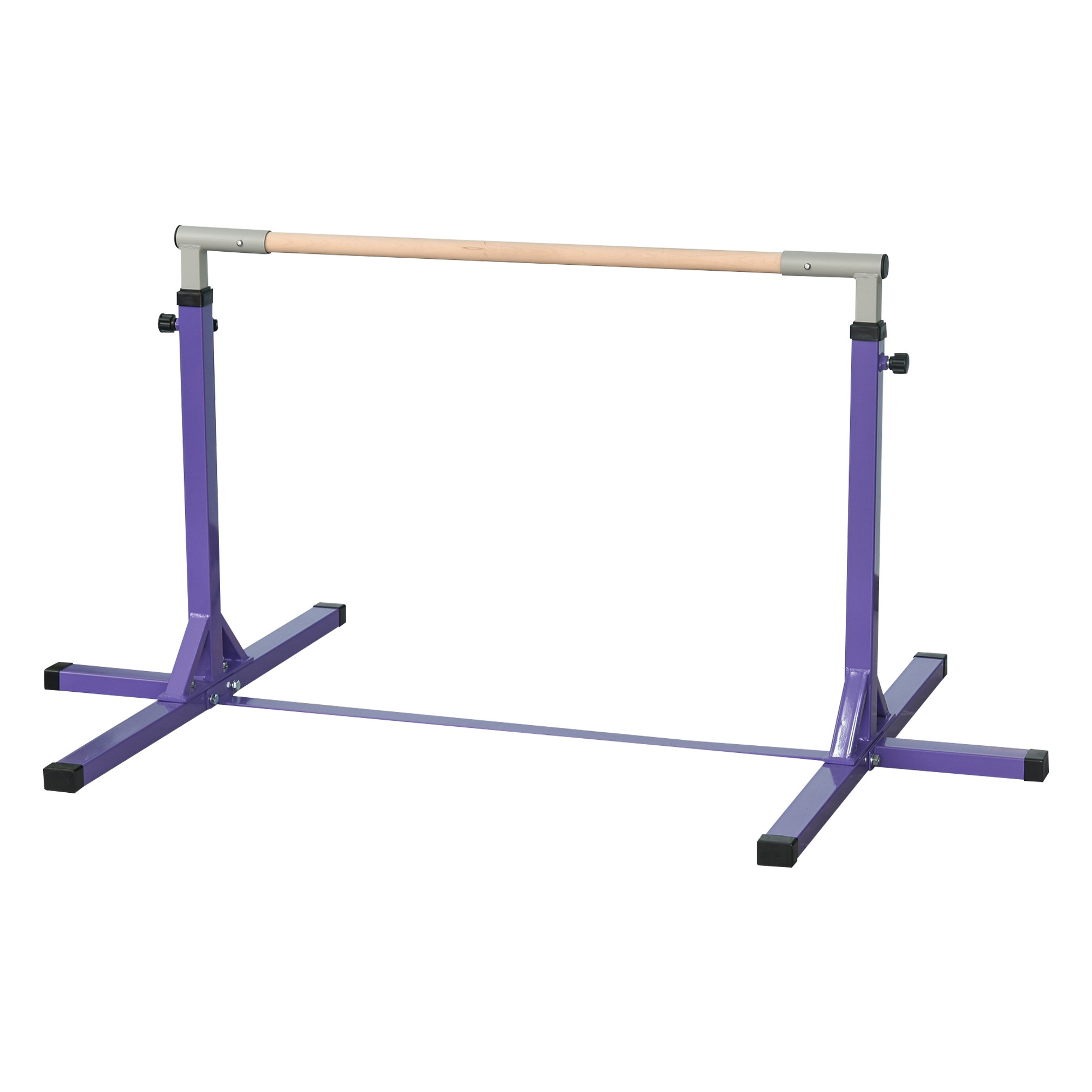Vingrošanas stienis, horizontāls stienis, 13 līmeņu regulējams augstums, slodzes izturība līdz 75 kg, tērauds, dižskābarža koks, violets