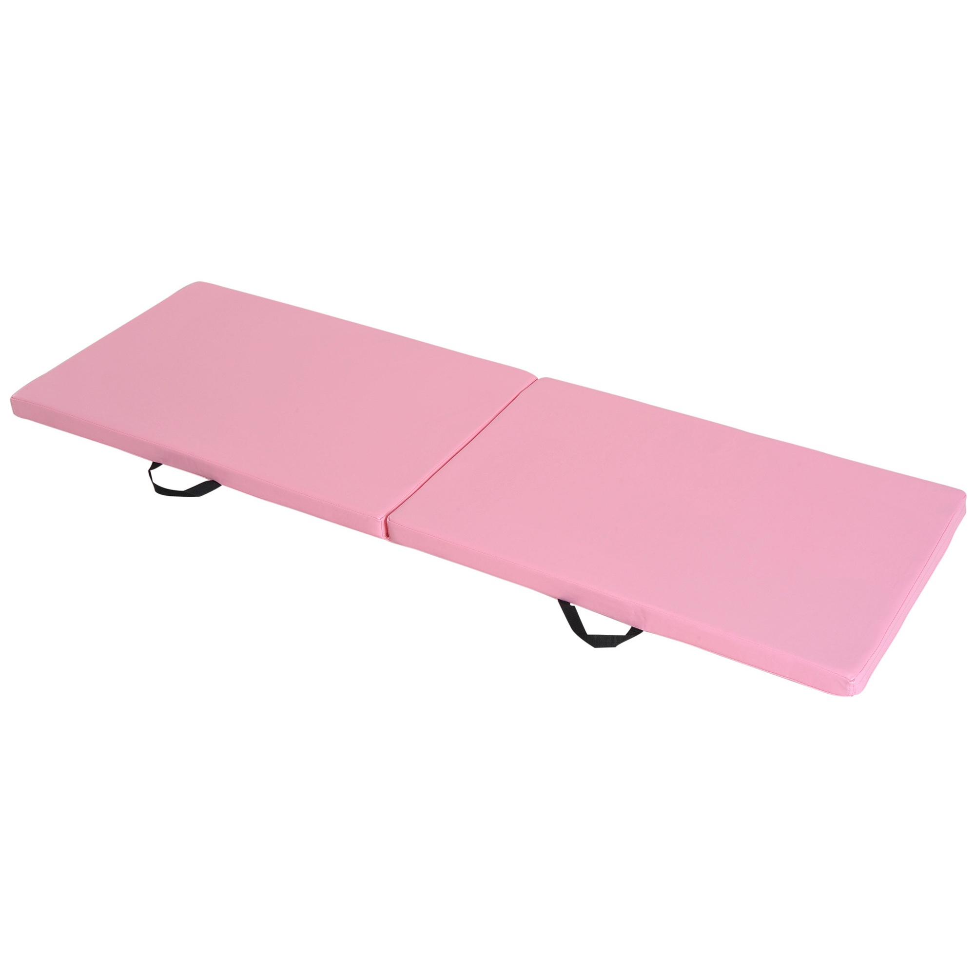 Salokāms vingrošanas paklājiņš ar rokturiem jogai, MMA, fitnesam, Pilates, sintētiskais pārklājums, 180 x 60 x 5 cm, rozā