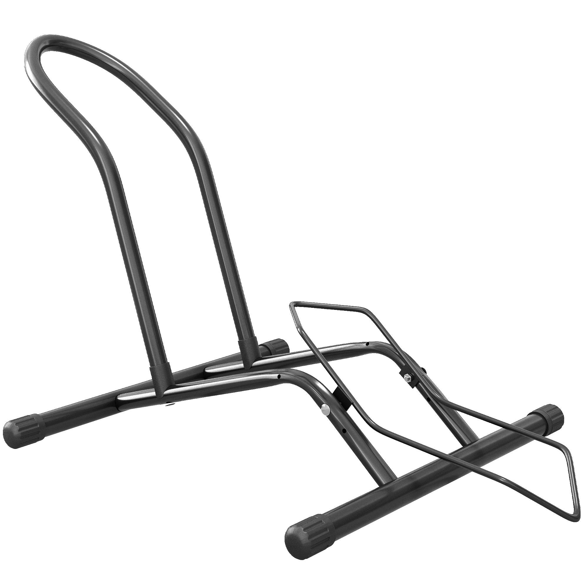 Brīvi stāvošs tērauda velosipēda turētājs līdz 85 mm platai riepai, 59 × 41 × 38 cm, melns