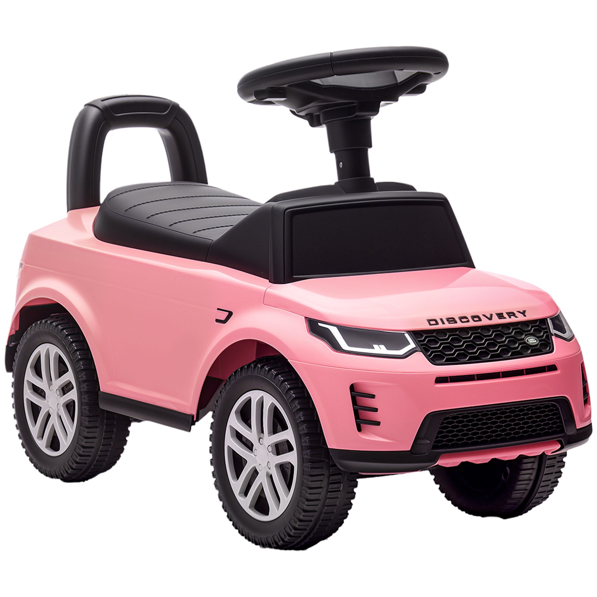 LAND ROVER DISCOVERY braukšanas rotaļlieta ar skaņas signālu, motora skaņām, glabāšanas nodalījumu zem sēdekļa, 18-36 mēneši, rozā