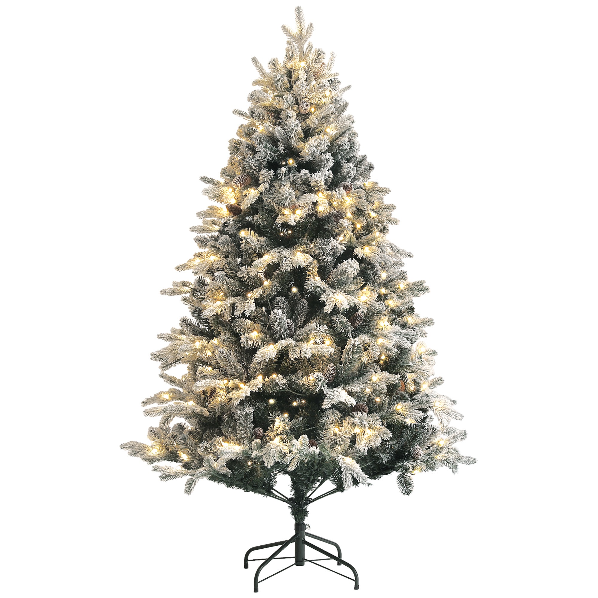 Mākslīgā Ziemassvētku eglīte, 180 cm, LED gaismiņas, sniegota, liesmu slāpējoša, metāla