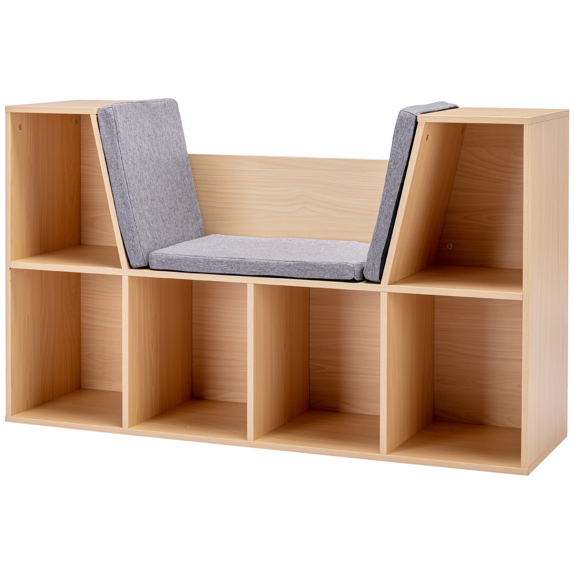 2-vienā bērnu plaukts + sols, ieskaitot spilvenu, 103 cm × 30 cm × 62 cm, balts + pelēks