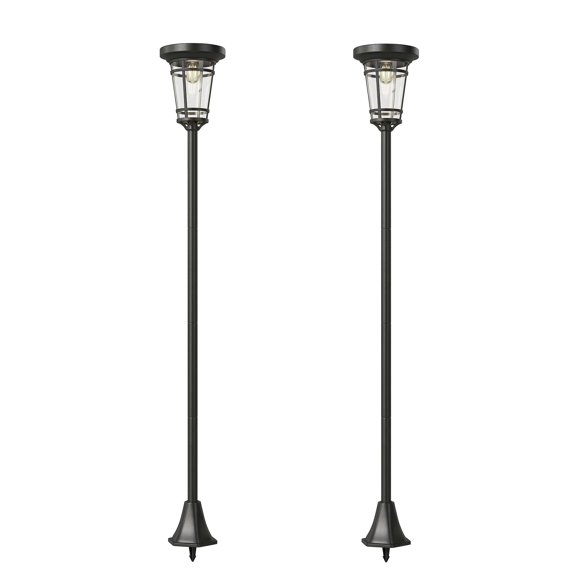 Saules laternu 2 daļu grīdas lampu komplekts, 180 cm, regulējams augstums, 2 spilgtuma režīmi, gaismas sensora slēdzis, IP44