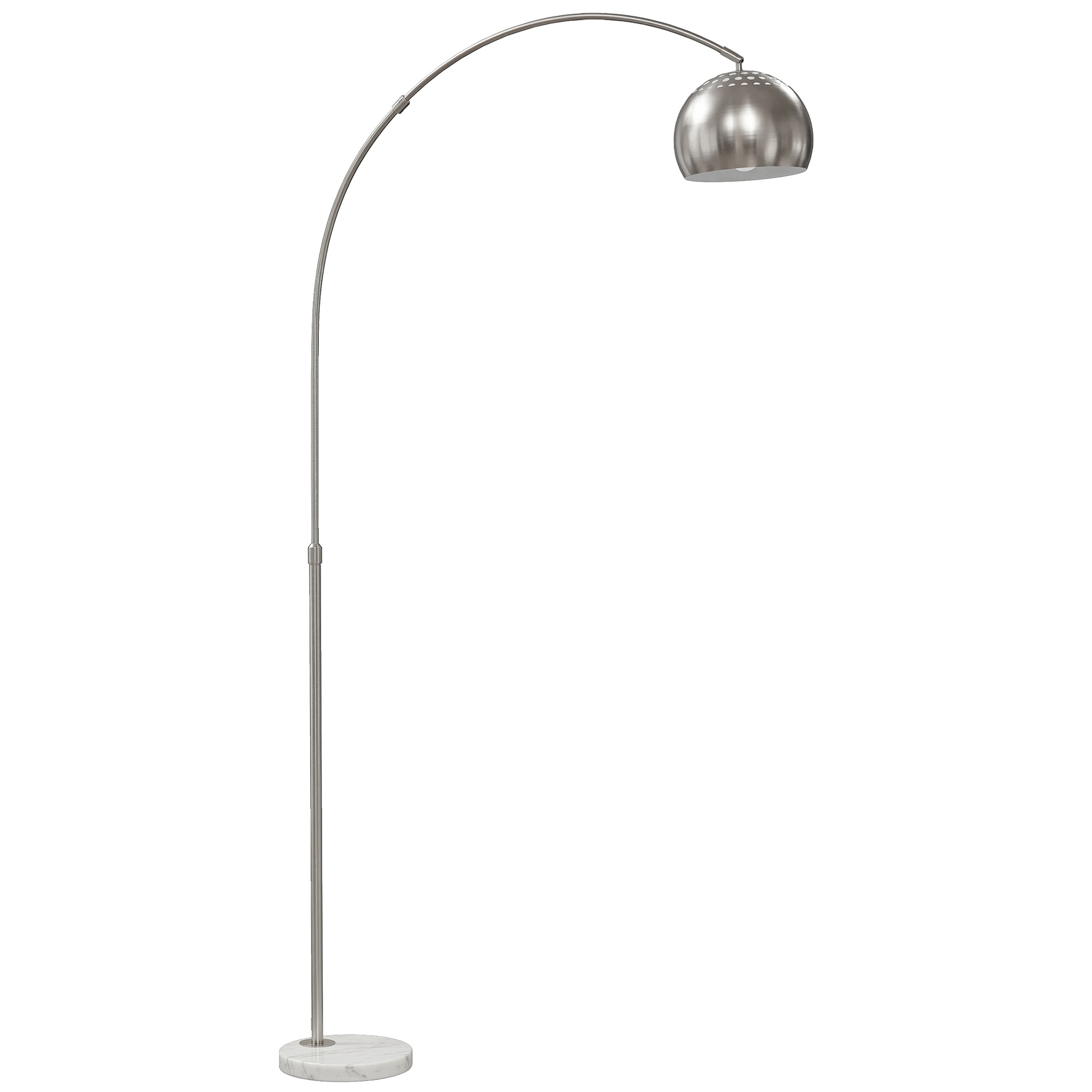 Grīdas lampa, arkveida dizains ar marmora pamatni, 167 cm, sudraba krāsā