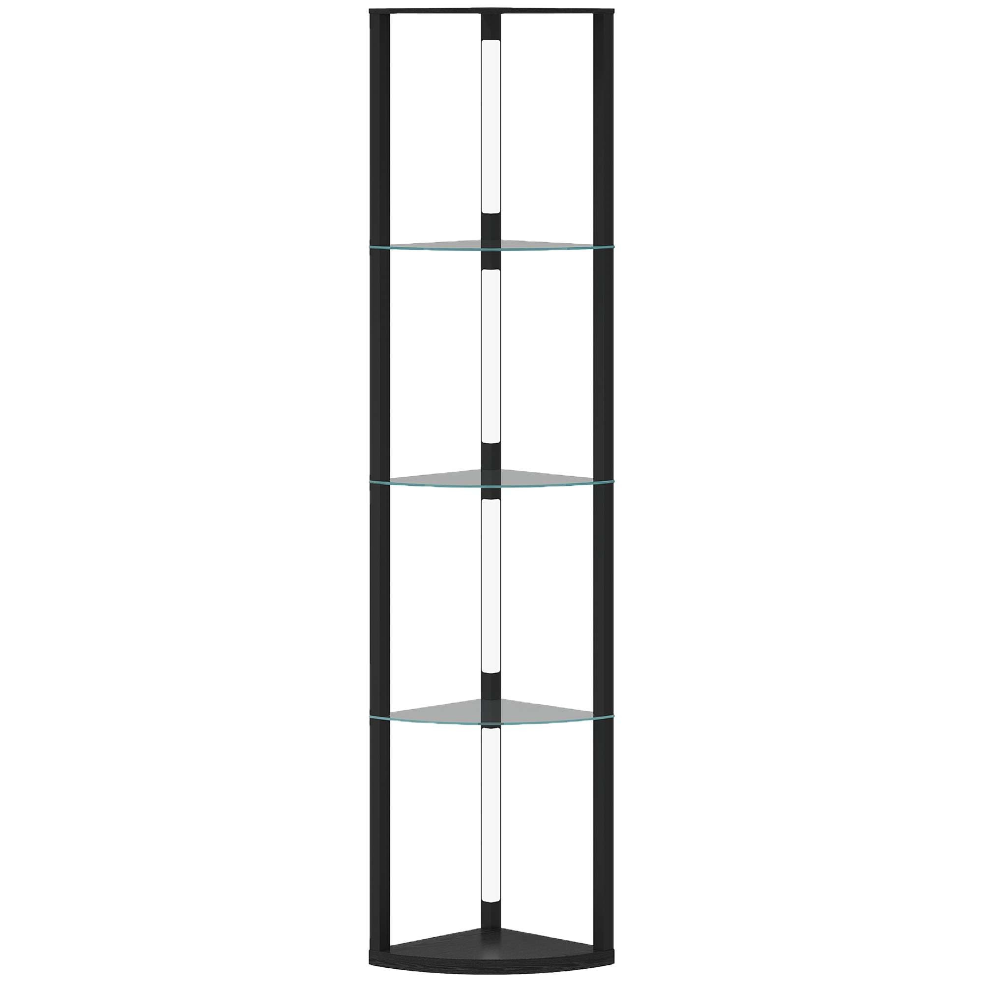 LED stāvlampa ar stikla plauktu, stāvlampa ar 3 spilgtuma līmeņiem, kājas slēdzis viesistabai, guļamistabai, melna