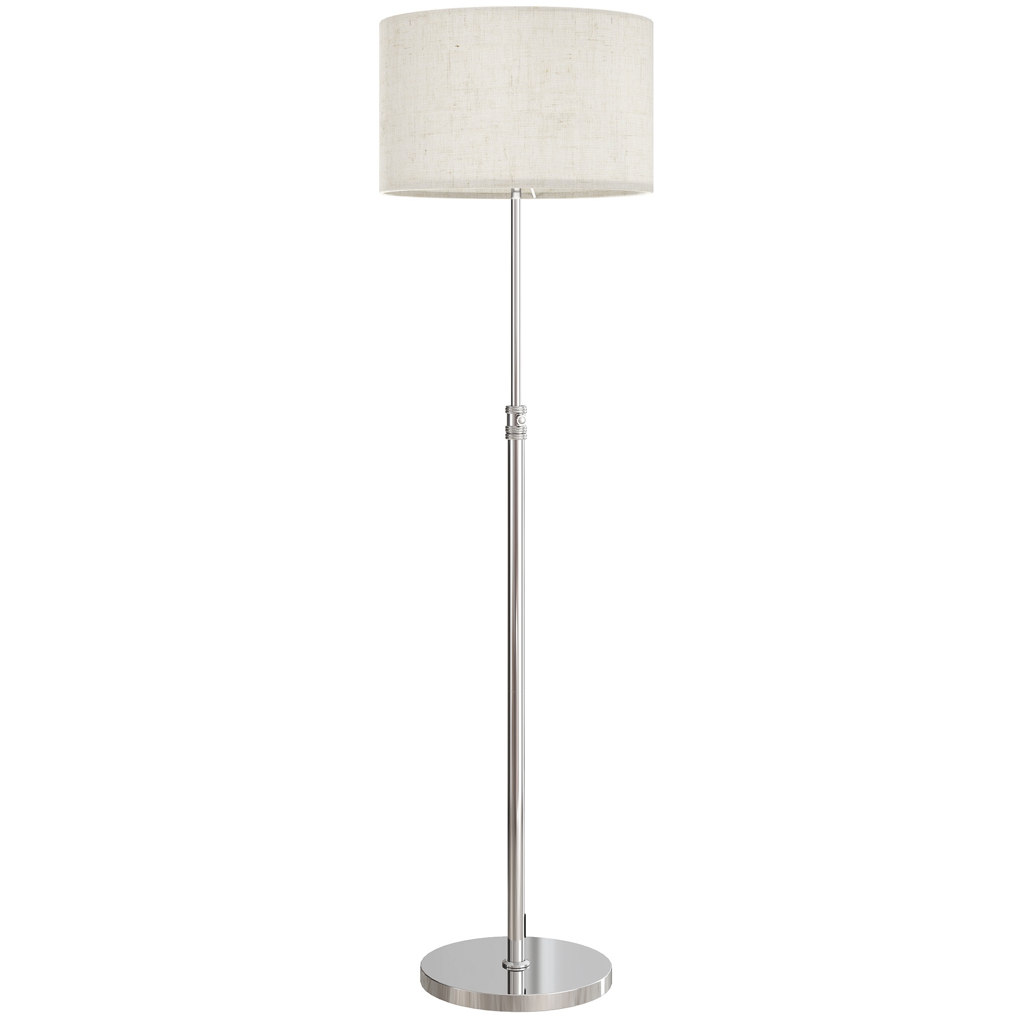 Grīdas lampa ar tālvadības pulti, regulējams augstums, auduma abažūrs, metāla statīvs, regulējams spilgtums, kājas slēdzis, bēša