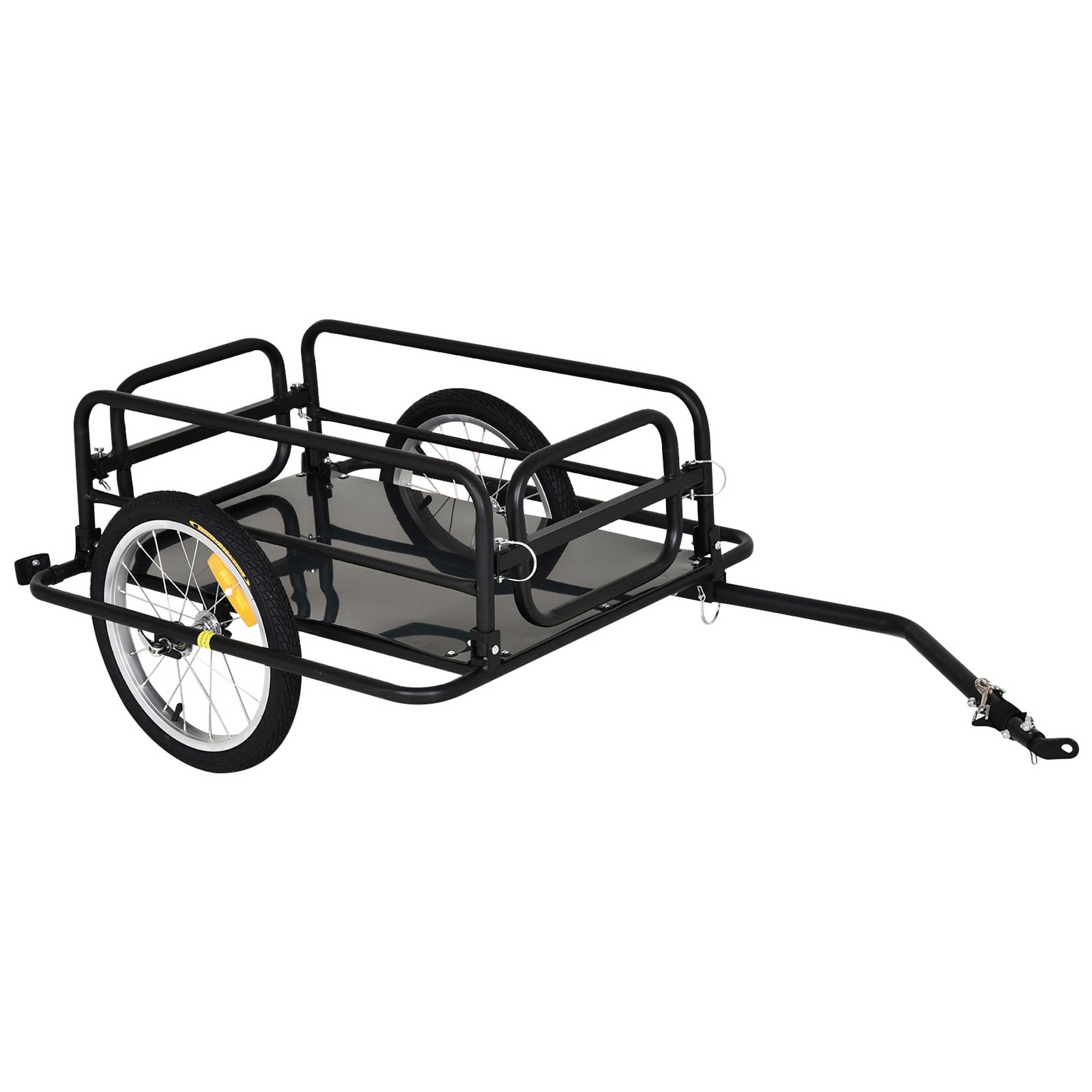 Velosipēda piekabe, kravas piekabe velosipēdiem, 40 kg kravnesība, transportēšanas piekabe, rokas ratiņi, sakabe, tērauds, melna, 139 x 71,5 x 49 cm