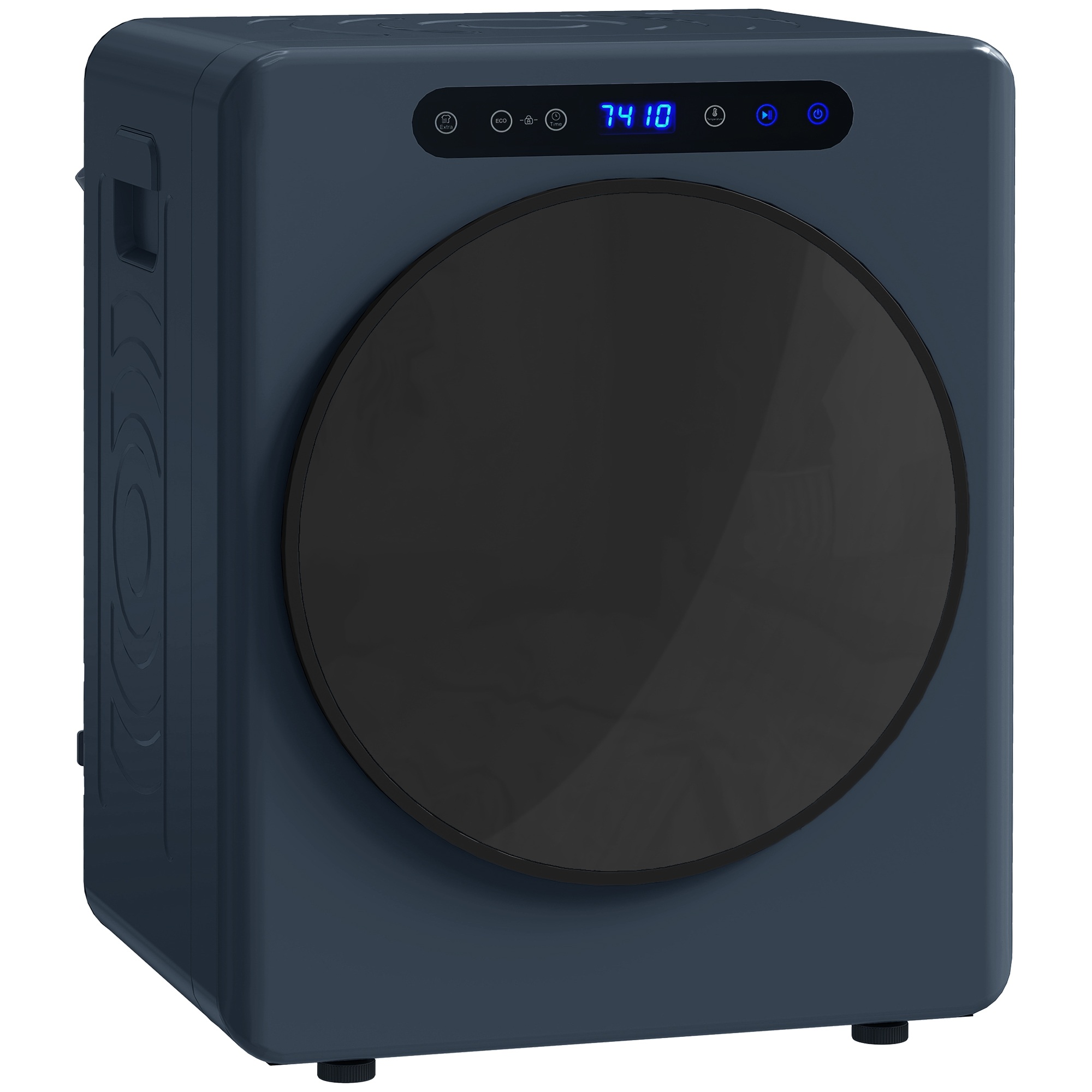 5 kg ventilējams veļas žāvētājs, 1000 W kompakts, brīvi stāvošs veļas žāvētājs ar priekšējo ielādi, nerūsējošā tērauda cilindru, taimeri, zils