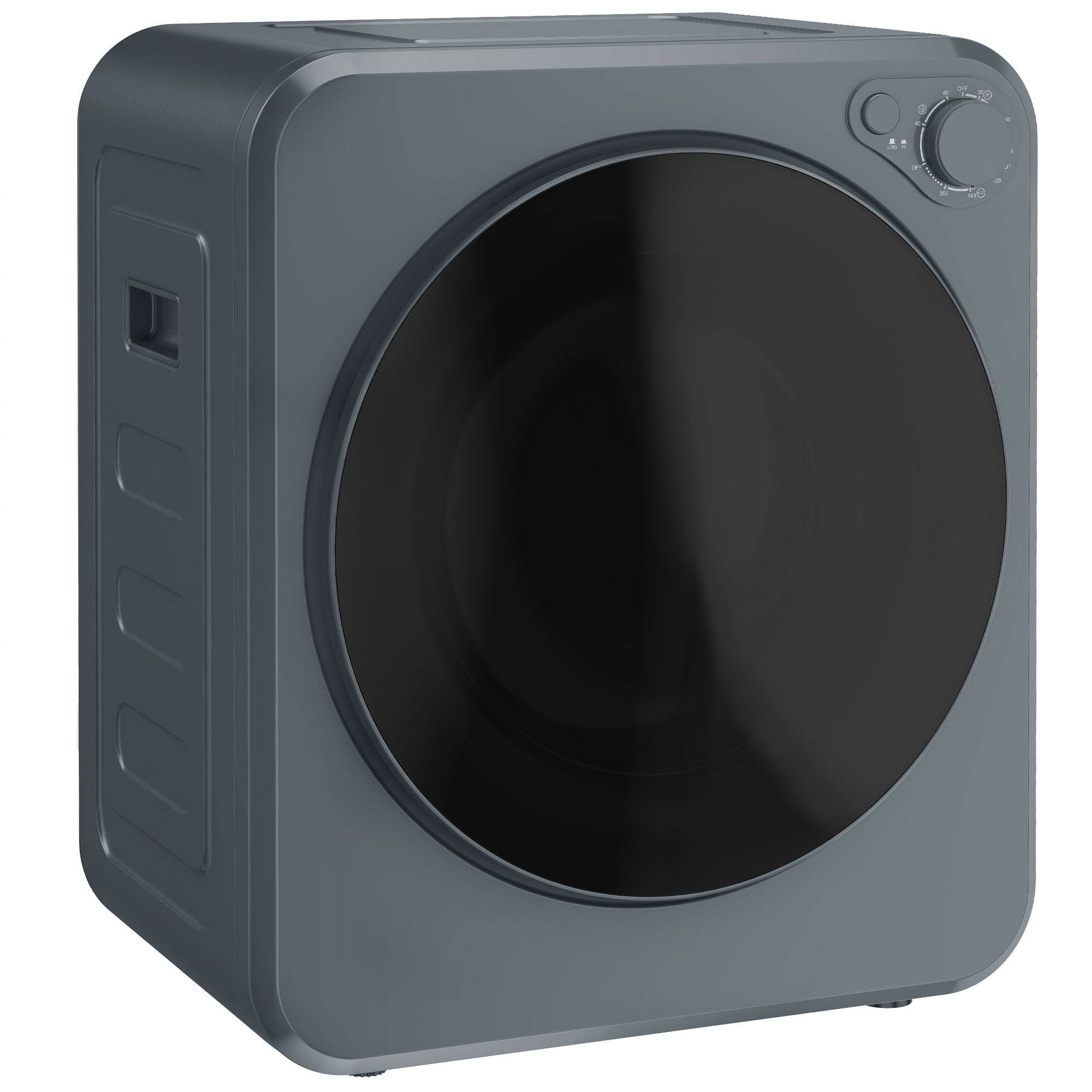 Mini veļas žāvētājs, 4 kg ietilpība, 5 programmas līdz 60°C, 800W/400W, ventilācijas tipa žāvētājs ar nerūsējošā tērauda cilindru, pelēks