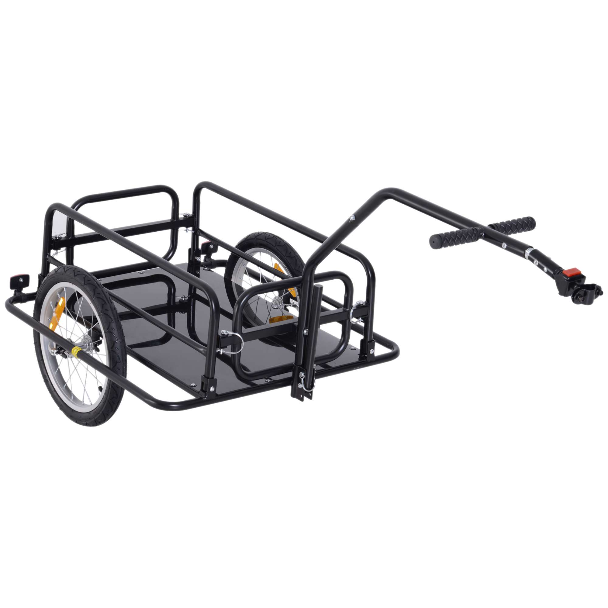 Salokāma velosipēda piekabe, kravas piekabe ar sakabi, savienotāju un atstarotājiem, transporta ratiņi, kravnesība līdz 40 kg, transporta piekabe kempingam, iepirkšanās, pārcelšanās vajadzībām, 155 x 71,5 x 77 cm