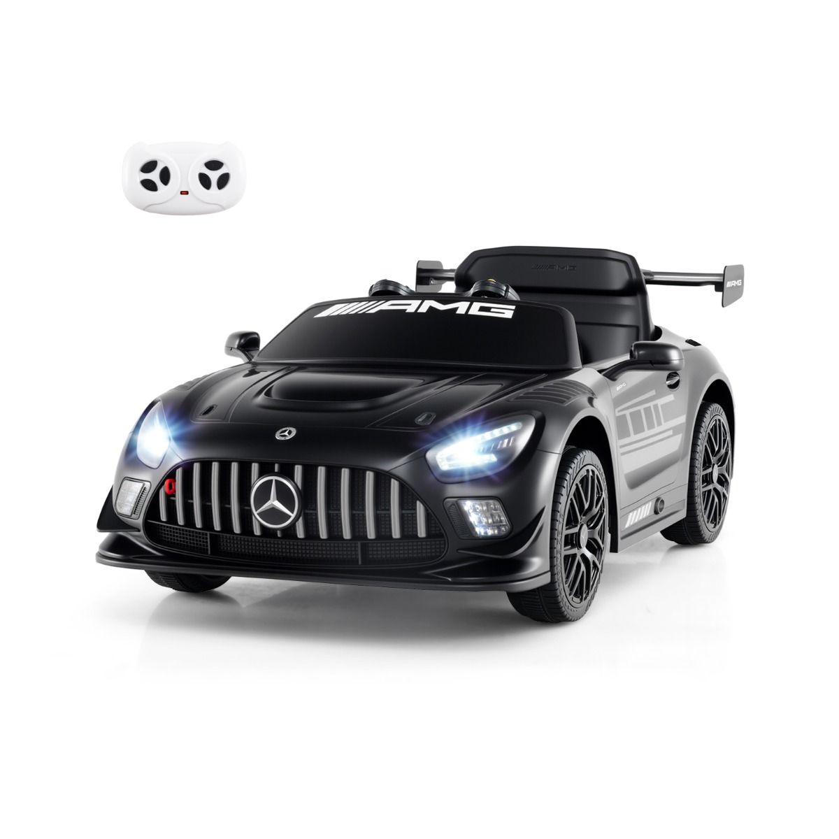 Bērnu automašīna ar tālvadības pulti, licencēta Mercedes-AMG GT3, melna, 3 ātrumi