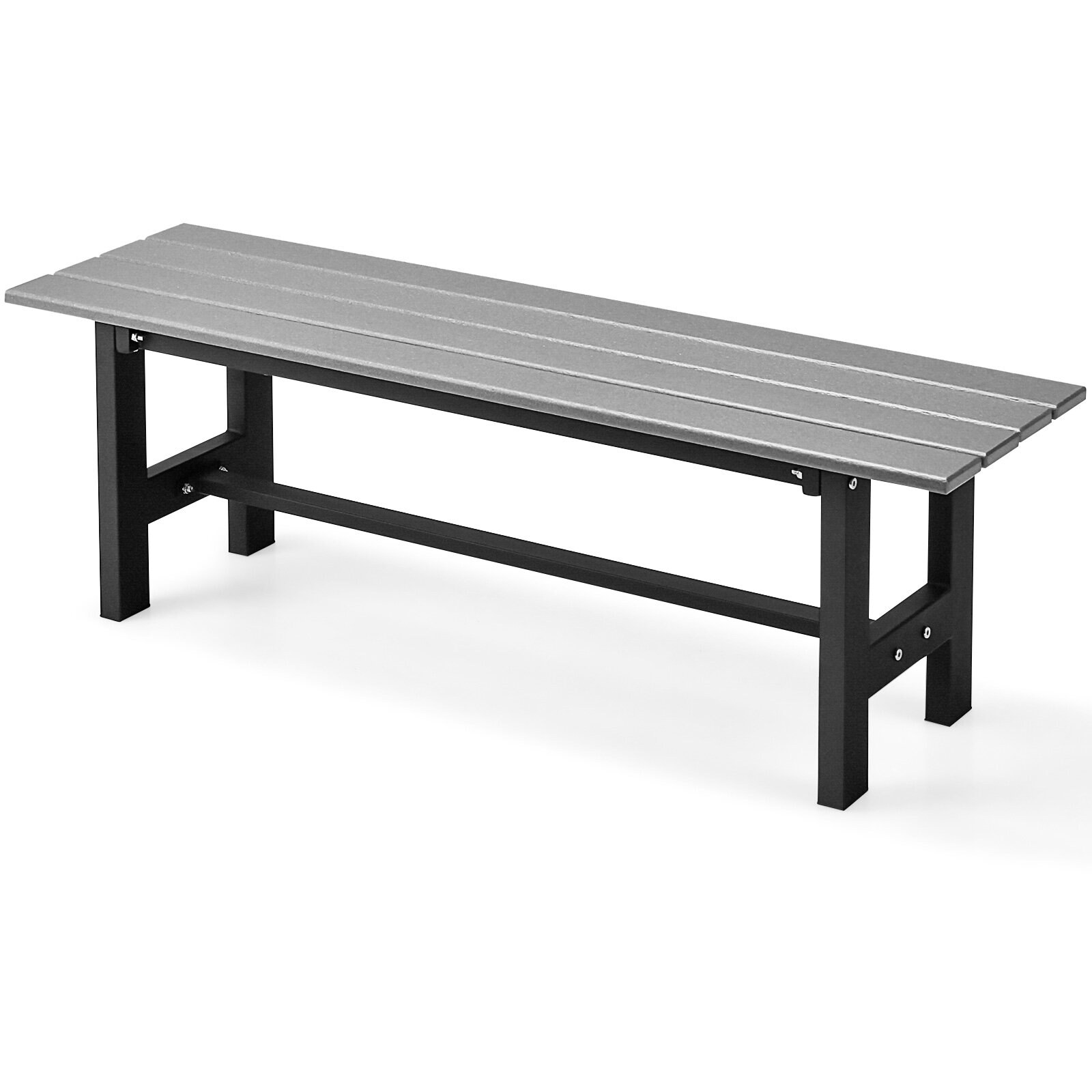 119 cm āra krēsls ar redeļu sēdekli, plastmasas pārklājuma dzelzs rāmis - pelēks