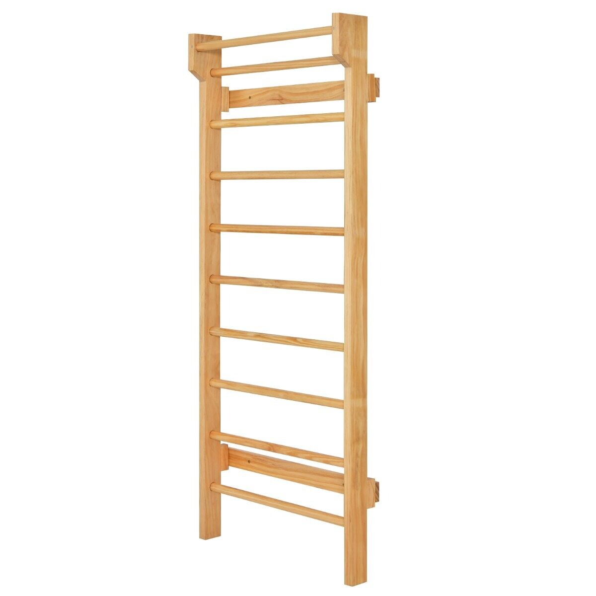 Vingrošanas sienas stienis, celtspēja 150 kg, stieņa diametrs 3,3 cm, izgatavots no priedes koka, 195x80x14 cm, dabīgs