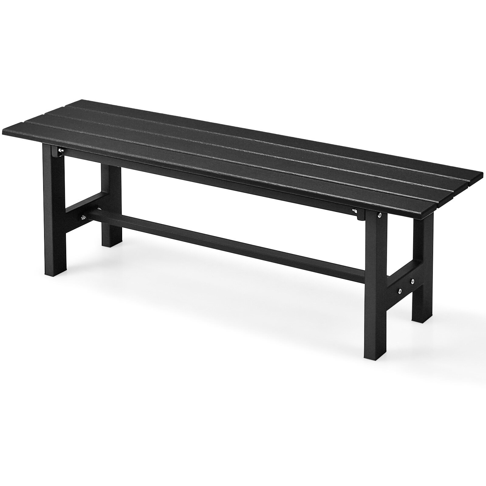 119 cm āra krēsls ar redeļu sēdekli, plastmasas pārklājumu, dzelzs rāmis - melns