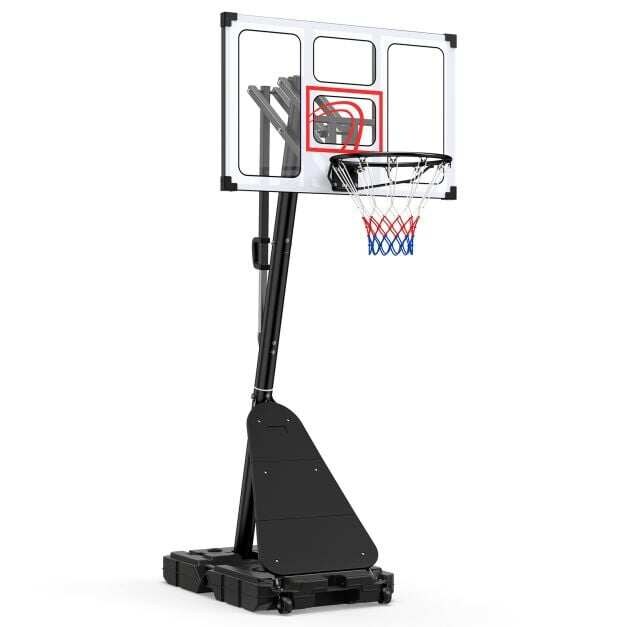 1,4–3 metru pārnēsājams basketbola grozs, 10 regulējami līmeņi, piepildāma pamatne un bumbu glabātuve