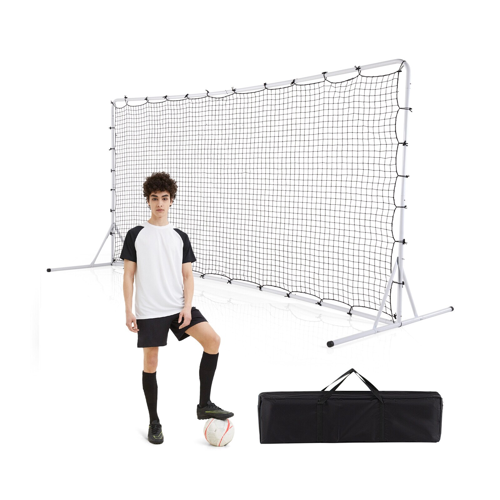 366 cm x 183 cm futbola atsitiena tīkls ar visiem laikapstākļiem piemērotu tīklu - balts