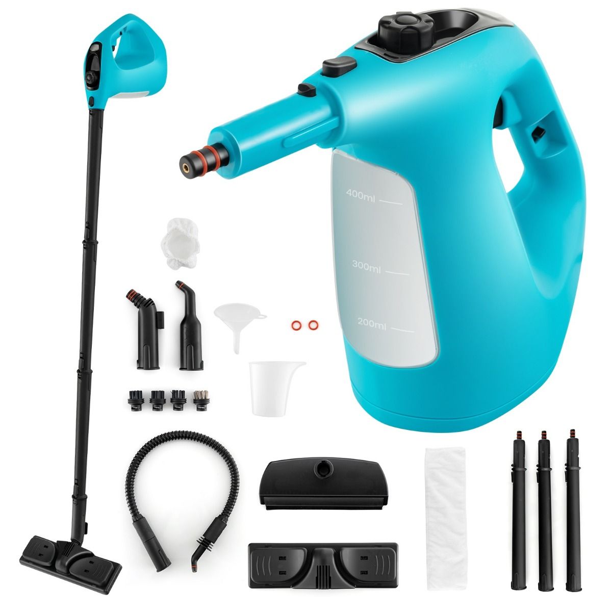 Kuuma auruga käsi-aurupuhasti ja multifunktsionaalne puhastusseade (1500W paak 400 ML kuni 125 °C) sinine
