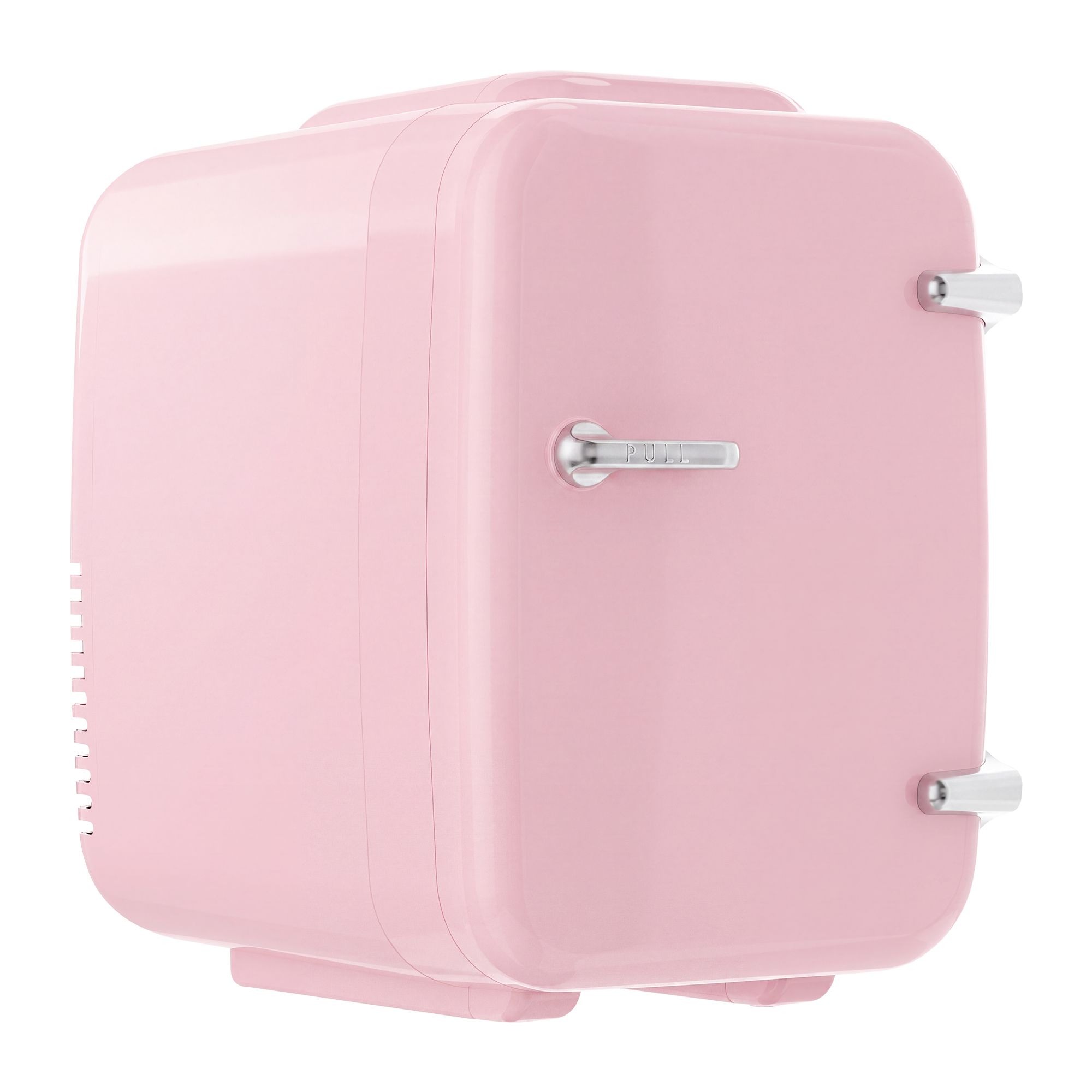 Pārnēsājams mini ledusskapis ar dzesēšanas un sildīšanas funkciju, 12 V/230 V, 4 l, 28 x 20,5 x 29,5 cm, rozā