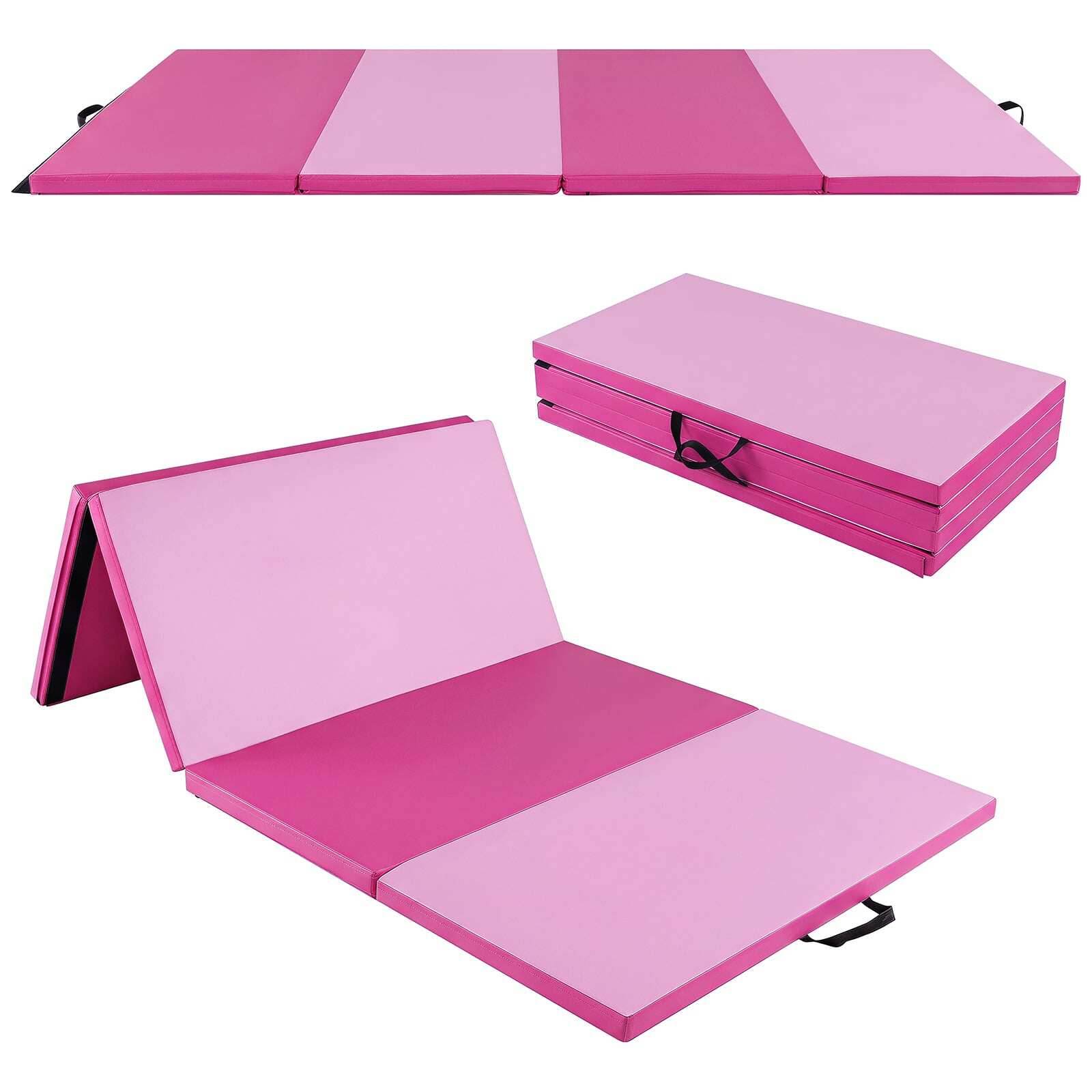 240 x 120 x 5 cm Salokāms mīksts grīdas paklājiņš ar Velcro aizdari un 2 pārnēsāšanas rokturiem Tumši rozā