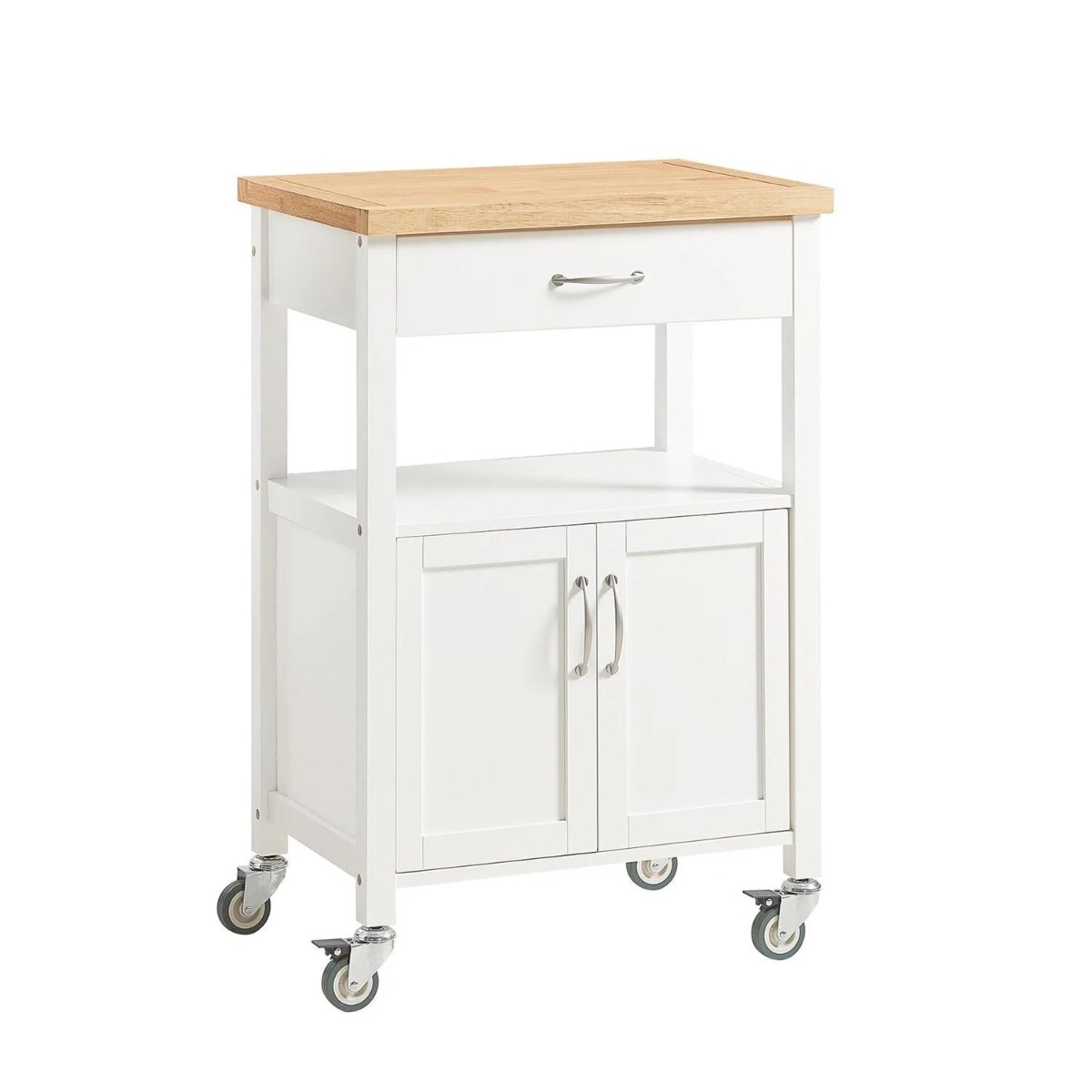 Mobilais virtuves skapis ar darba virsmu - kompakta virtuves sala glabāšanai, daudzfunkcionāls servēšanas ratiņi balti 60x92x45cm