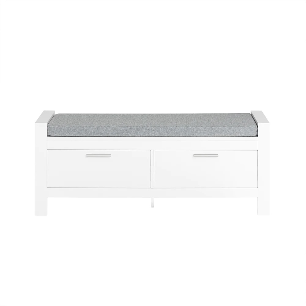 Apavu plaukta sols - praktisks apavu plaukts un uzglabāšanas sols ar spilvenu - apavu un aksesuāru uzglabāšanas risinājums, balts, 100x40x40cm