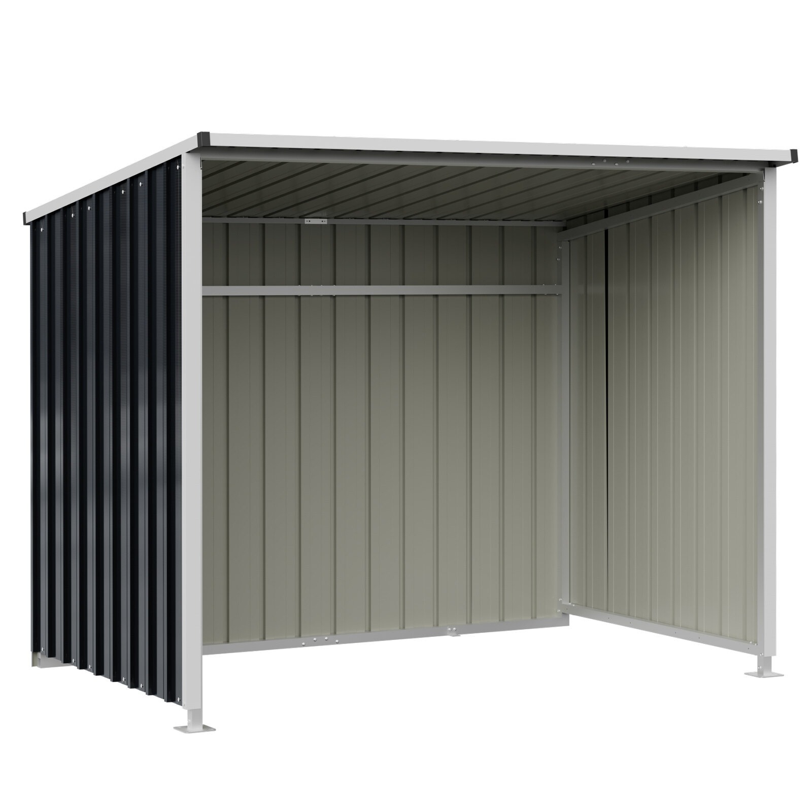 Metāla dārza šķūnis ar pastiprinošiem šķērsstieņiem, 2,5 m², 204 x 120 x 159 cm, pelēks