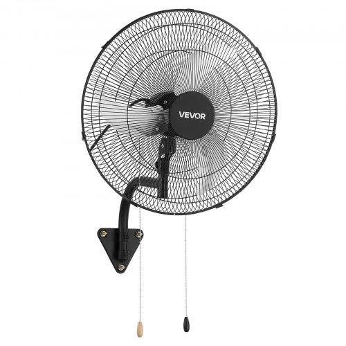 Jaudīgs grozāms sienas ventilators, 500 mm, 3 ātrumi, regulējams pagrieziena leņķis, mehāniska vadība un tāla gaisa plūsma, rūpniecībai, komerctelpām, garāžai, darbnīcai un sporta zālei, melns