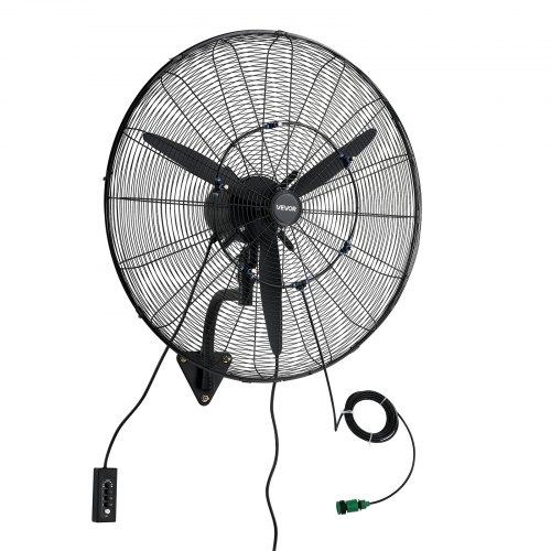Jaudīgs grozāms sienas ventilators ar miglas funkciju, 760 mm, IP44, 3 ātrumi, mehāniska vadība un tāla gaisa plūsma, rūpniecībai, komerctelpām, garāžai, darbnīcai un sporta zālei