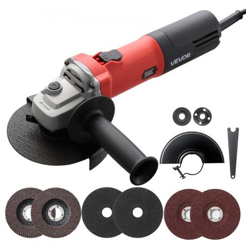 Elektriskā leņķa slīpmašīna metālam ar regulējamu ātrumu, 125 mm, 1500 W, 7 A, 0–11 000 apgr./min, 2 griezējdiski, 2 slīpdiski un 2 lamelldiski