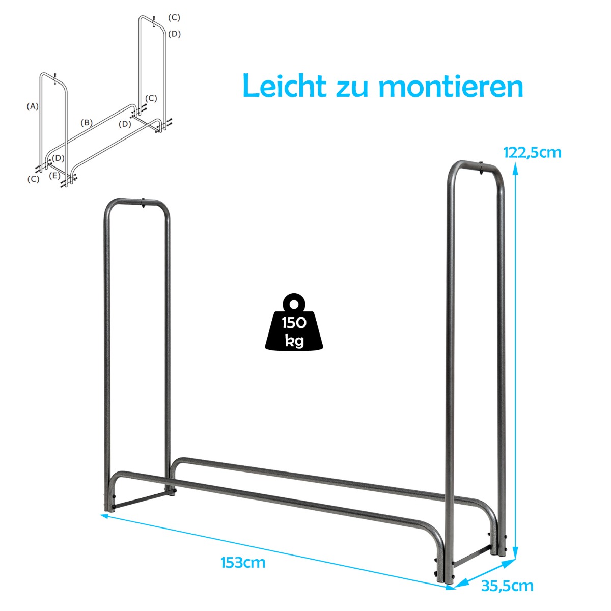 122 cm/152 cm/183 cm/244 cm malkas uzglabāšanas statīvs — 152 cm