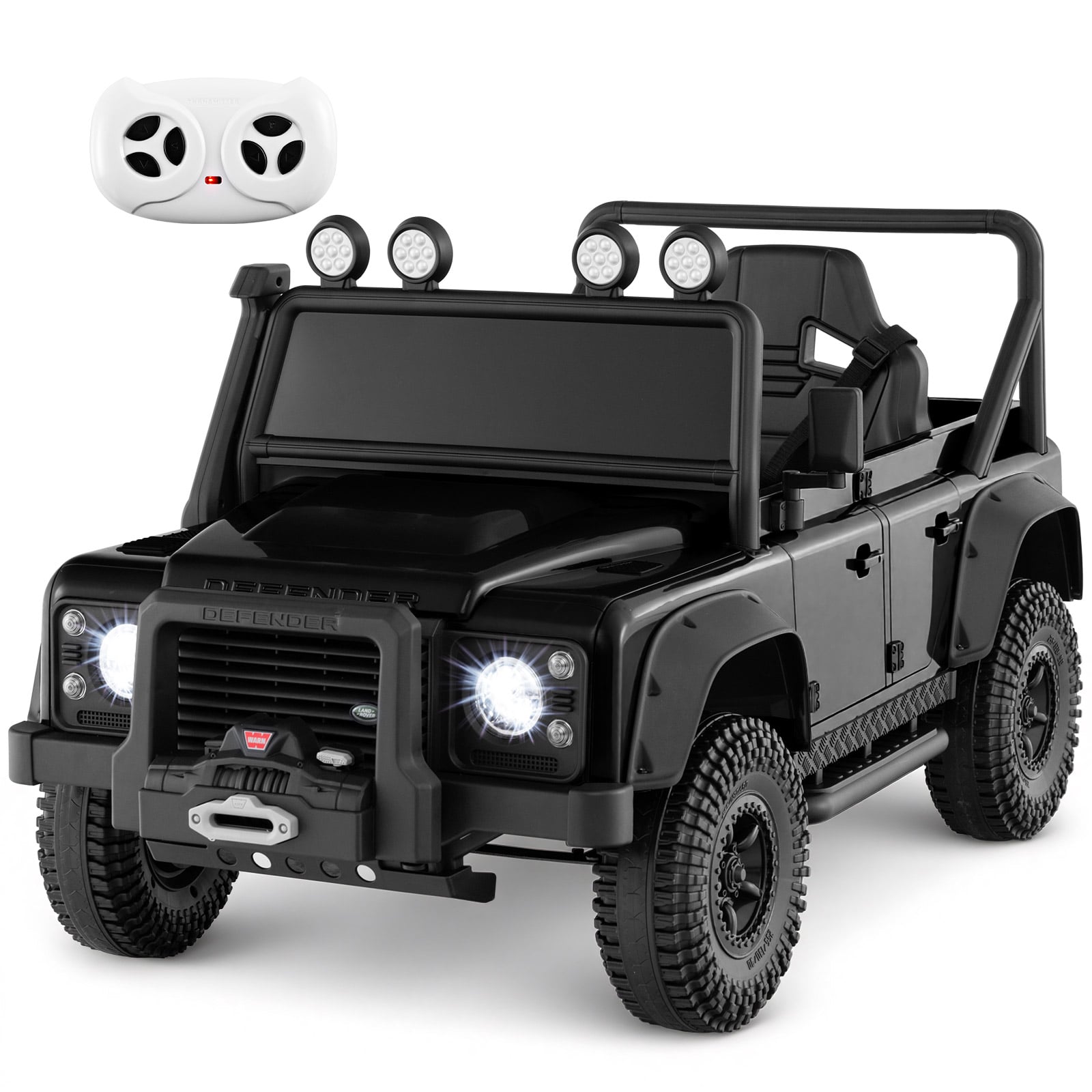 Land Rover Defender elektroauto bērniem ar vecāku tālvadības pulti, melns