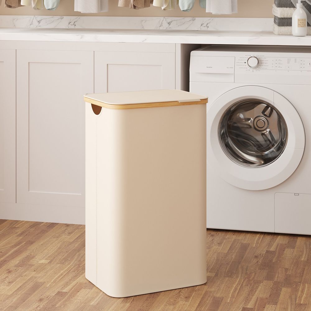 Veļas grozs, veļas savācējs ar vāku, 90 l