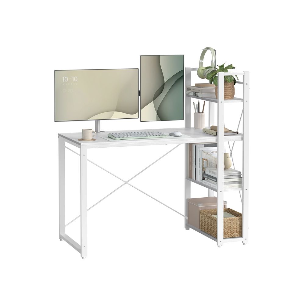 Rakstāmgalds ar plauktiem, 120 cm plats, balts kļavas koks