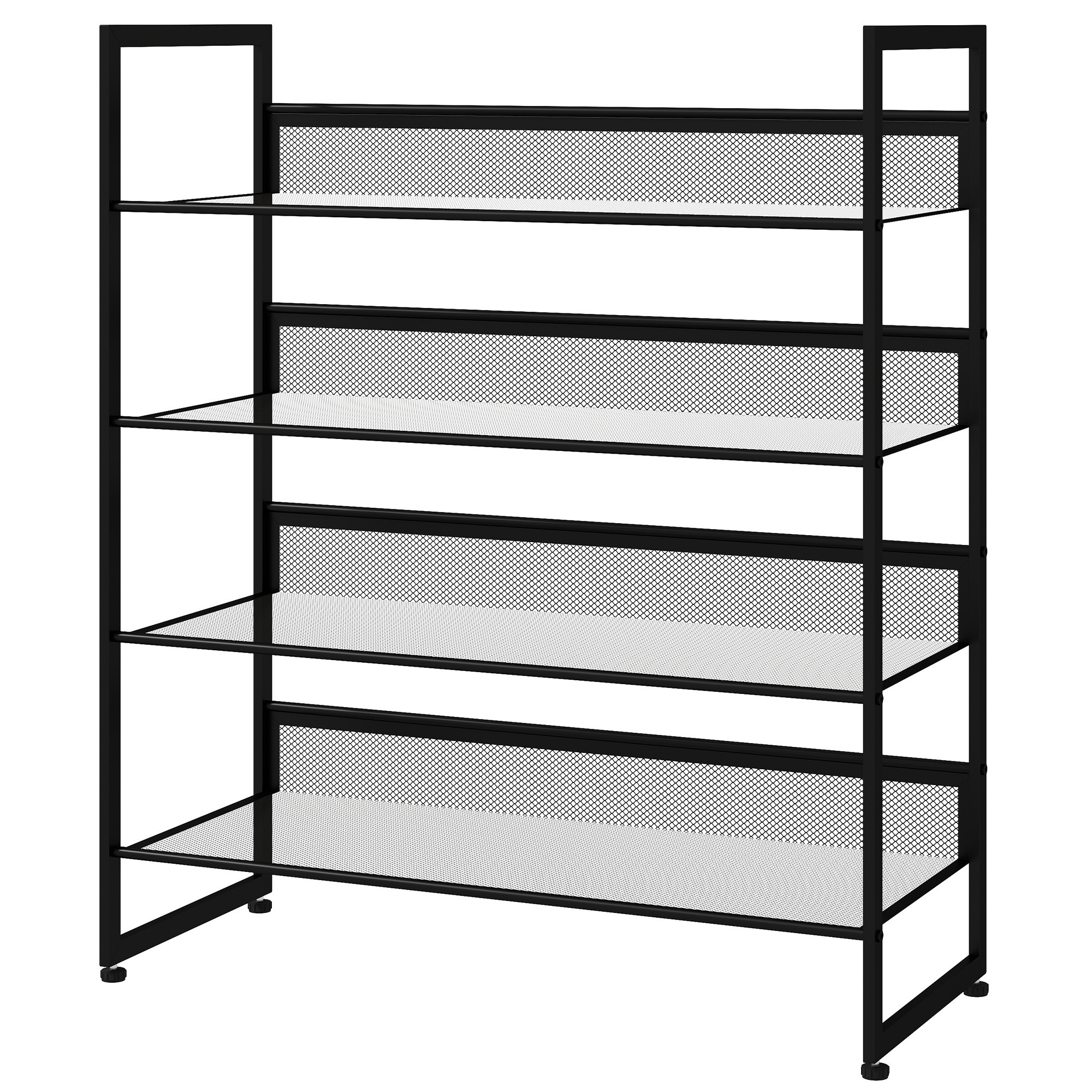 Apavu plaukts ar 4 plauktiem, 72 × 30 × 82,7 cm, melns